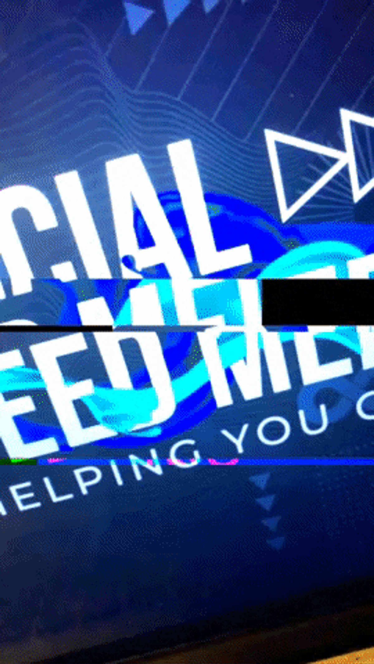 Social media wall filling up in real-time with guest-generated content from a corporate event