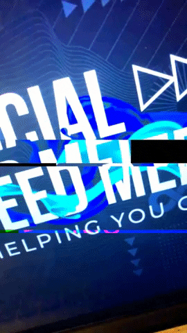 Social media wall filling up in real-time with guest-generated content from a corporate event