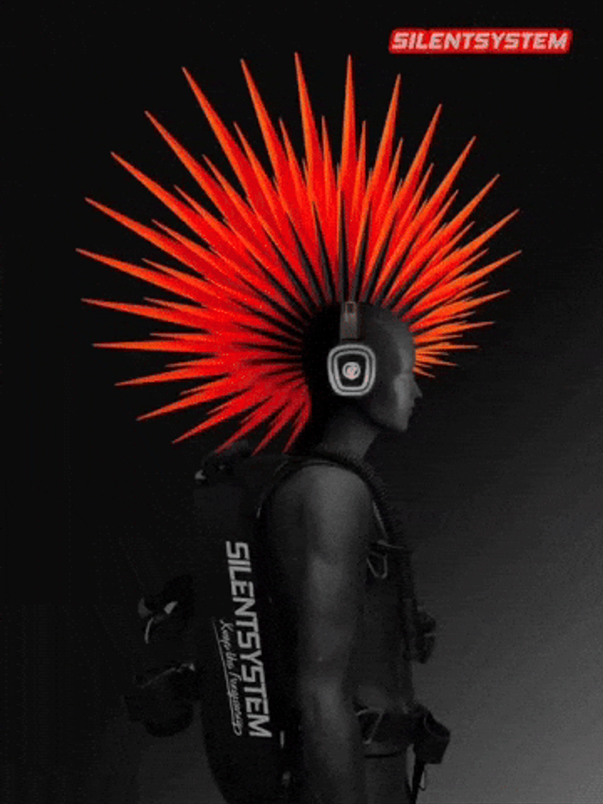 Aerial view of a silent disco dance floor with color-coded LED headphones at a corporate event