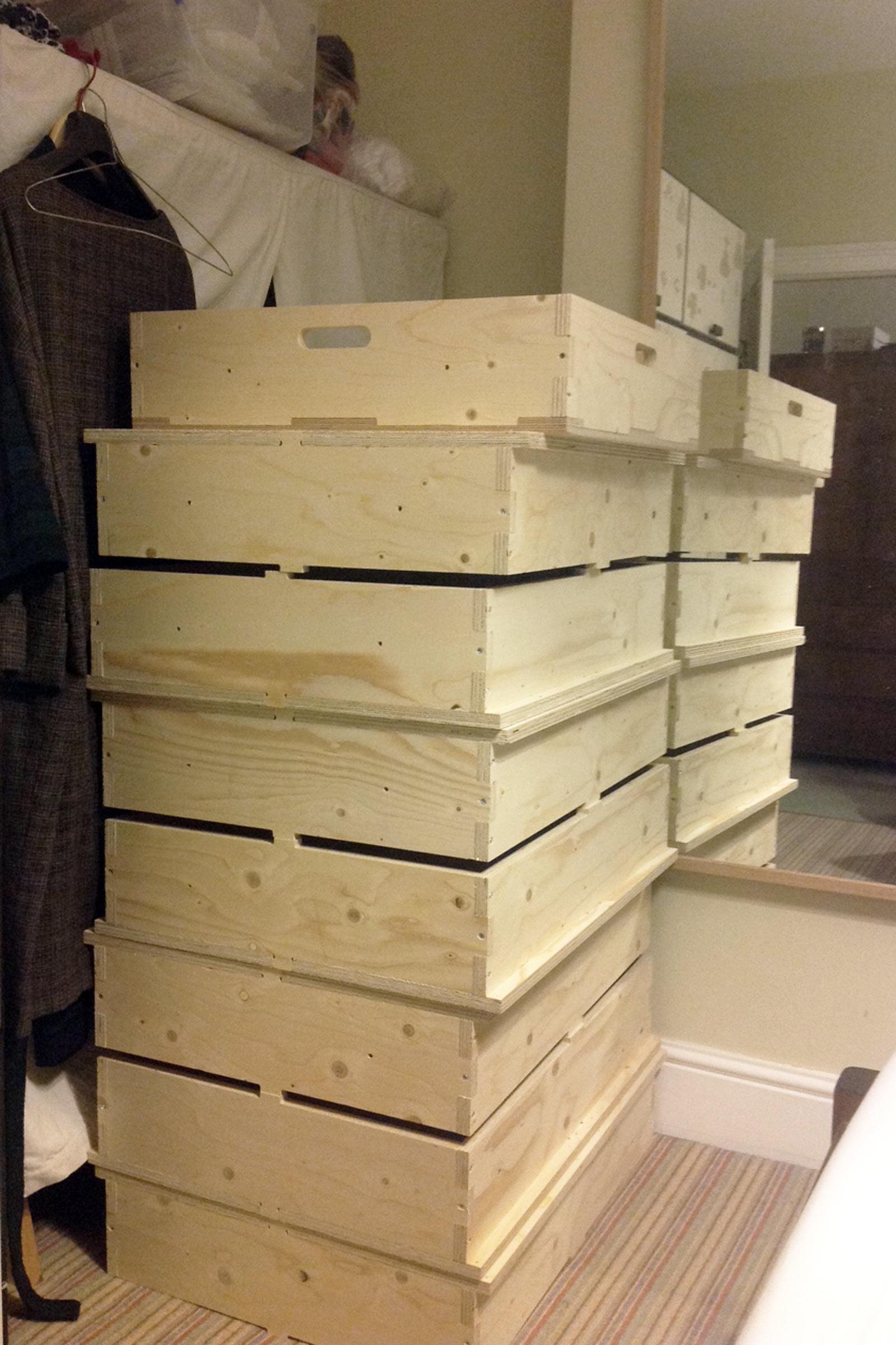 Stack of U-Build boxes fit together