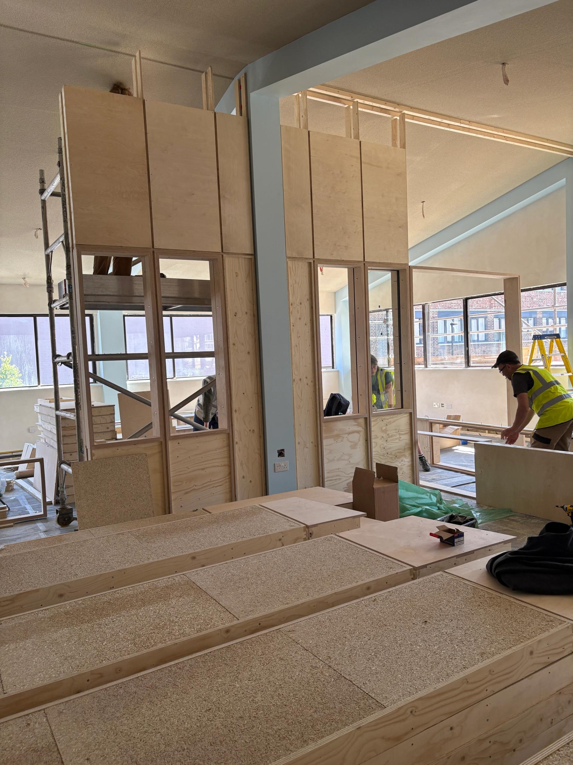 U-Build modular wall being built