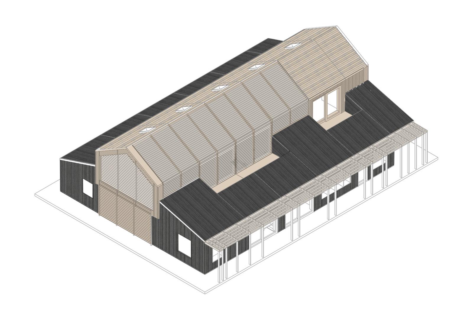 Axonometric drawing of The Barn