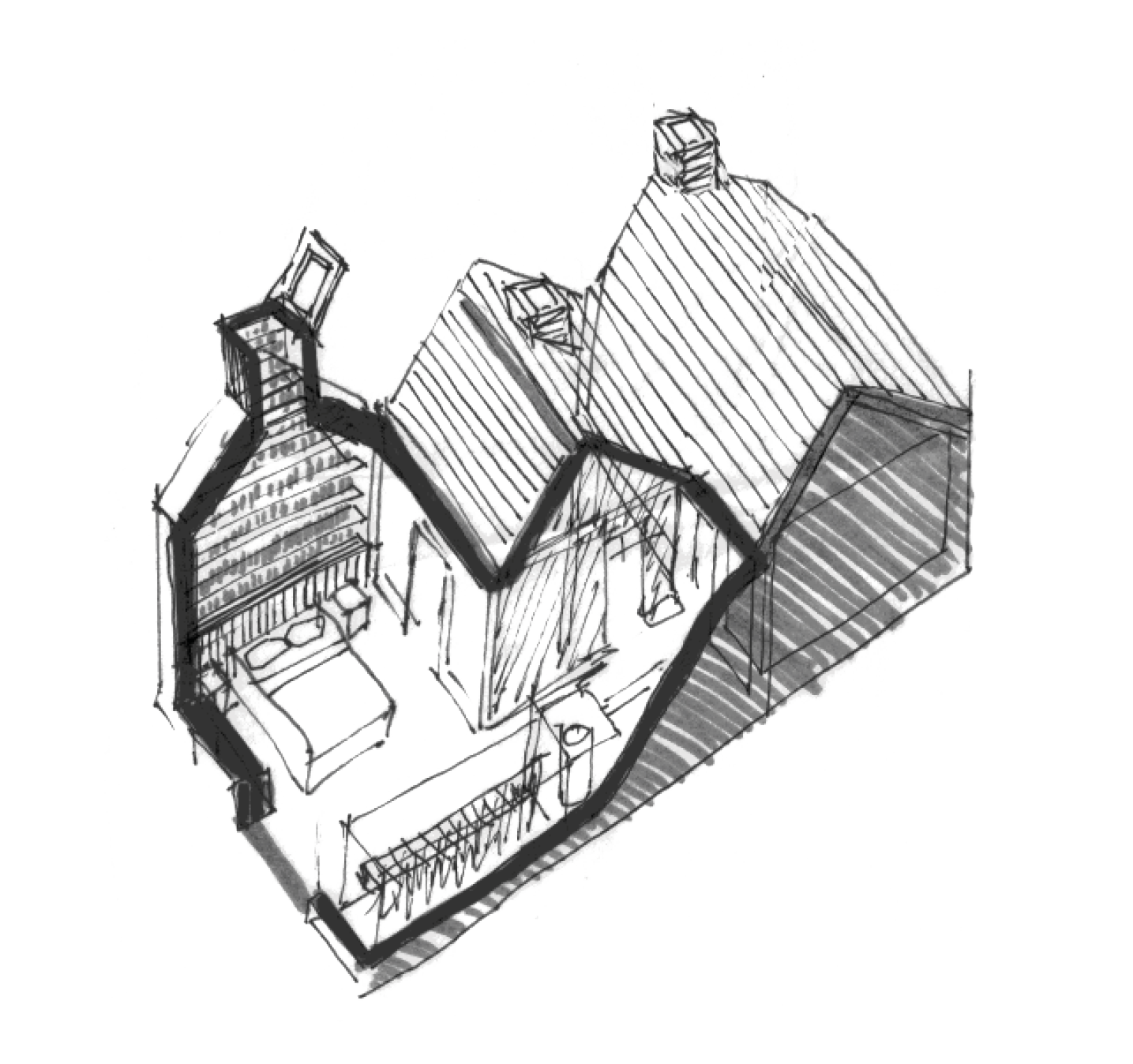 Existing Axonometric cut through by Studio Bark