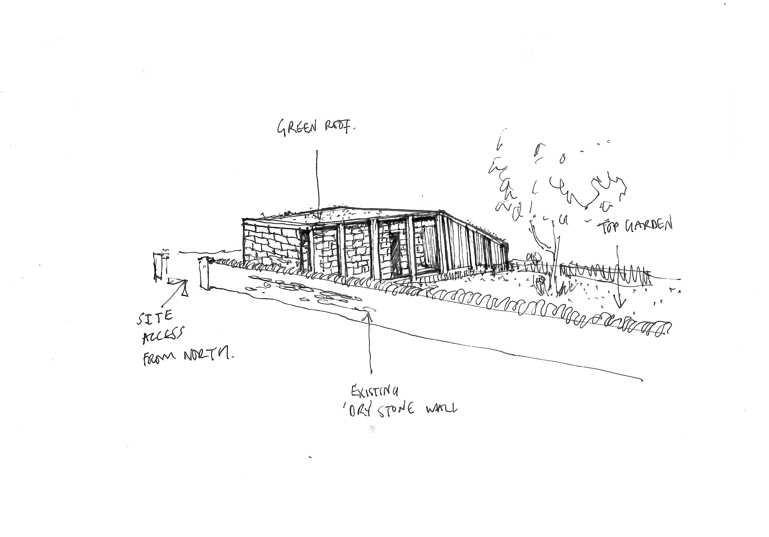 Sketch view approaching the site by Studio Bark 