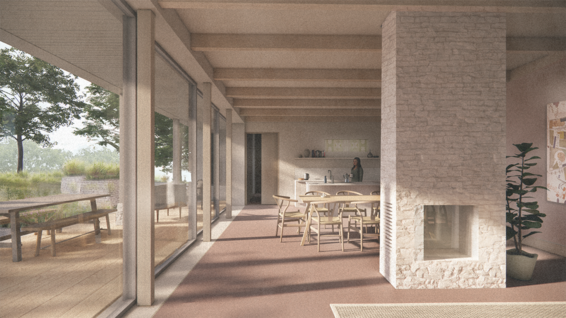 Interior image of Quiet House, a sensitive zero carbon home by Studio Bark