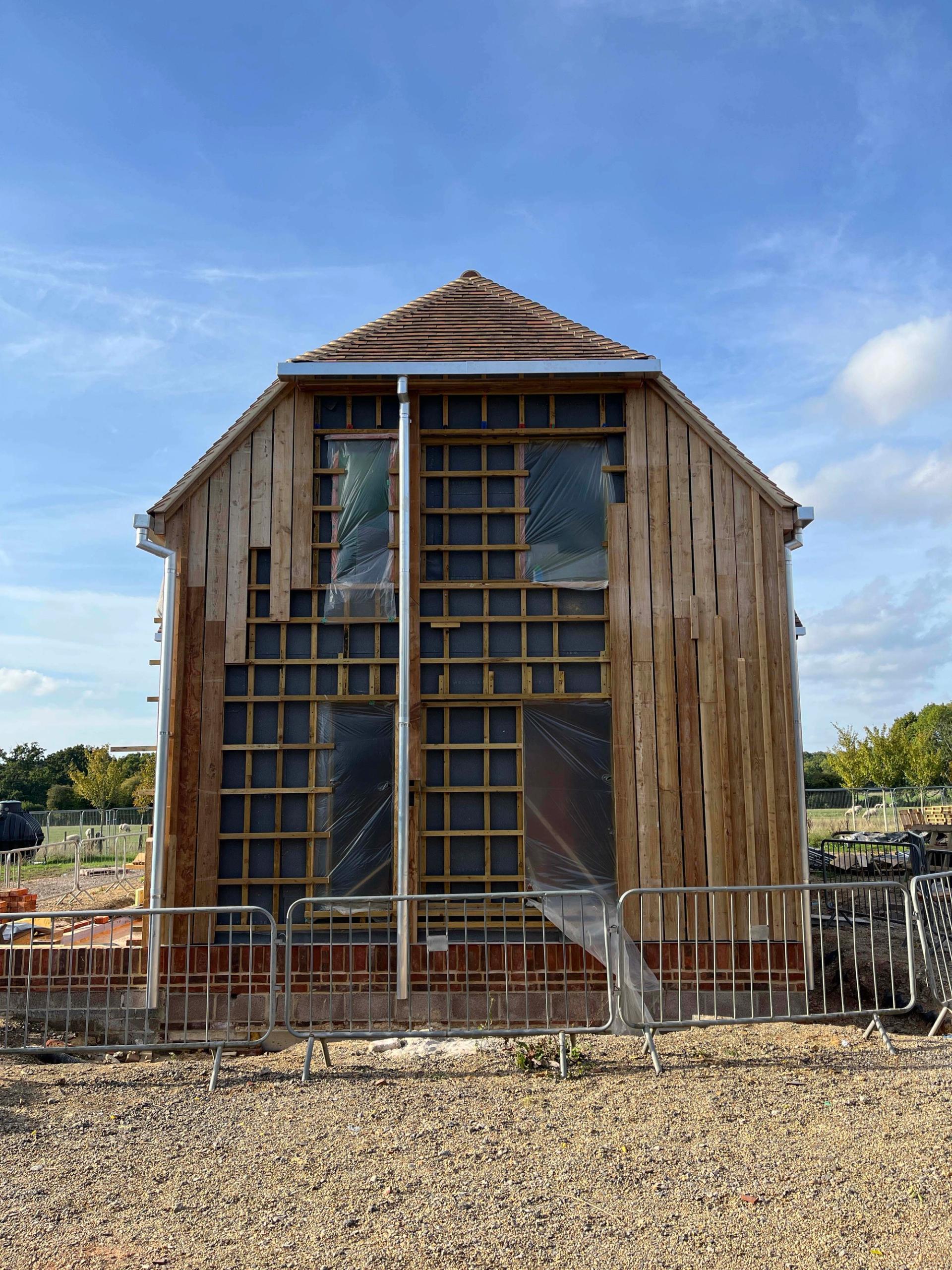 Gable elevation timber cladding