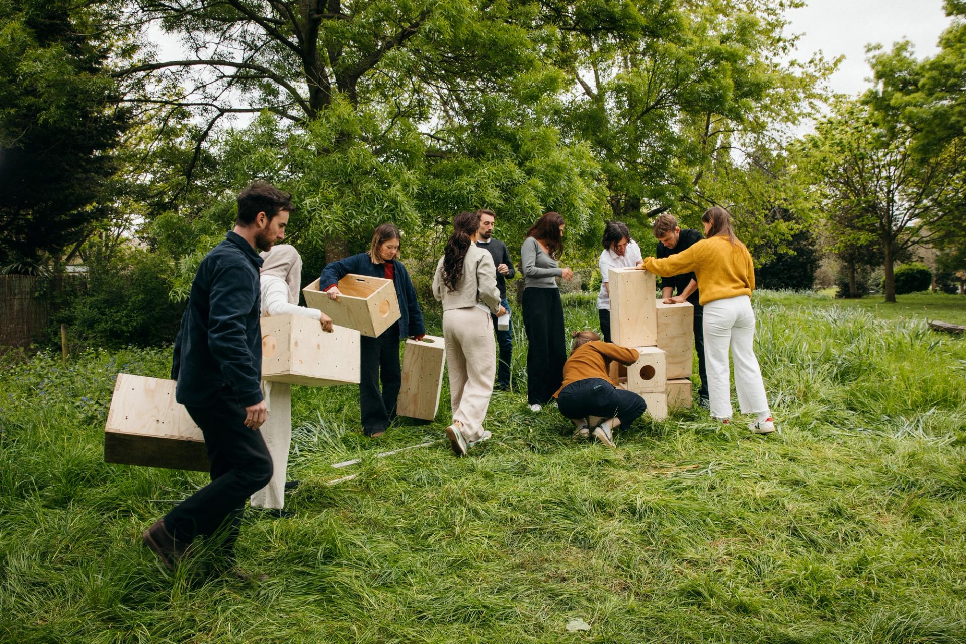 Studio Bark assembling U-Build construction blocks
