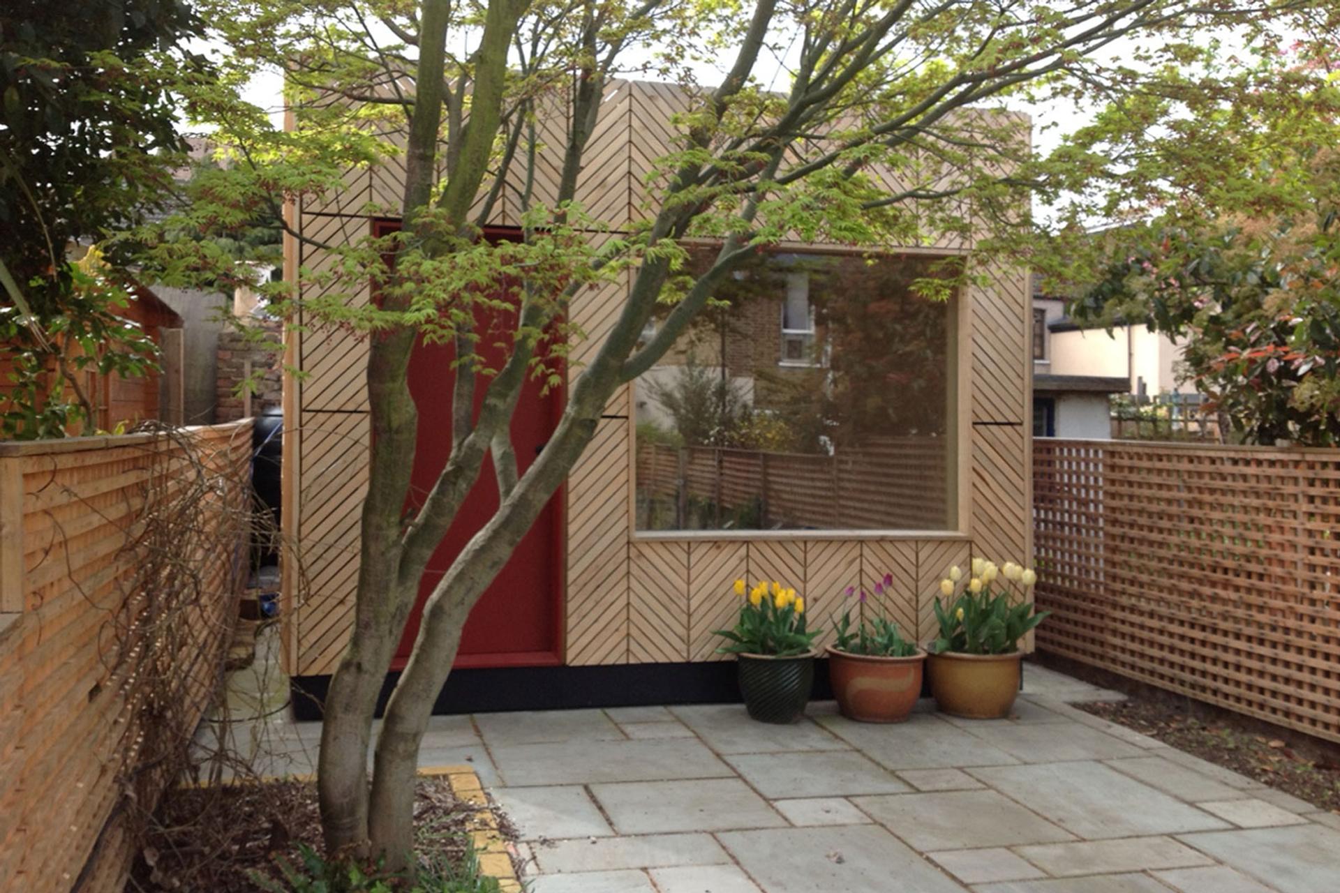 Finished pod elevation with cladding and windows fitted