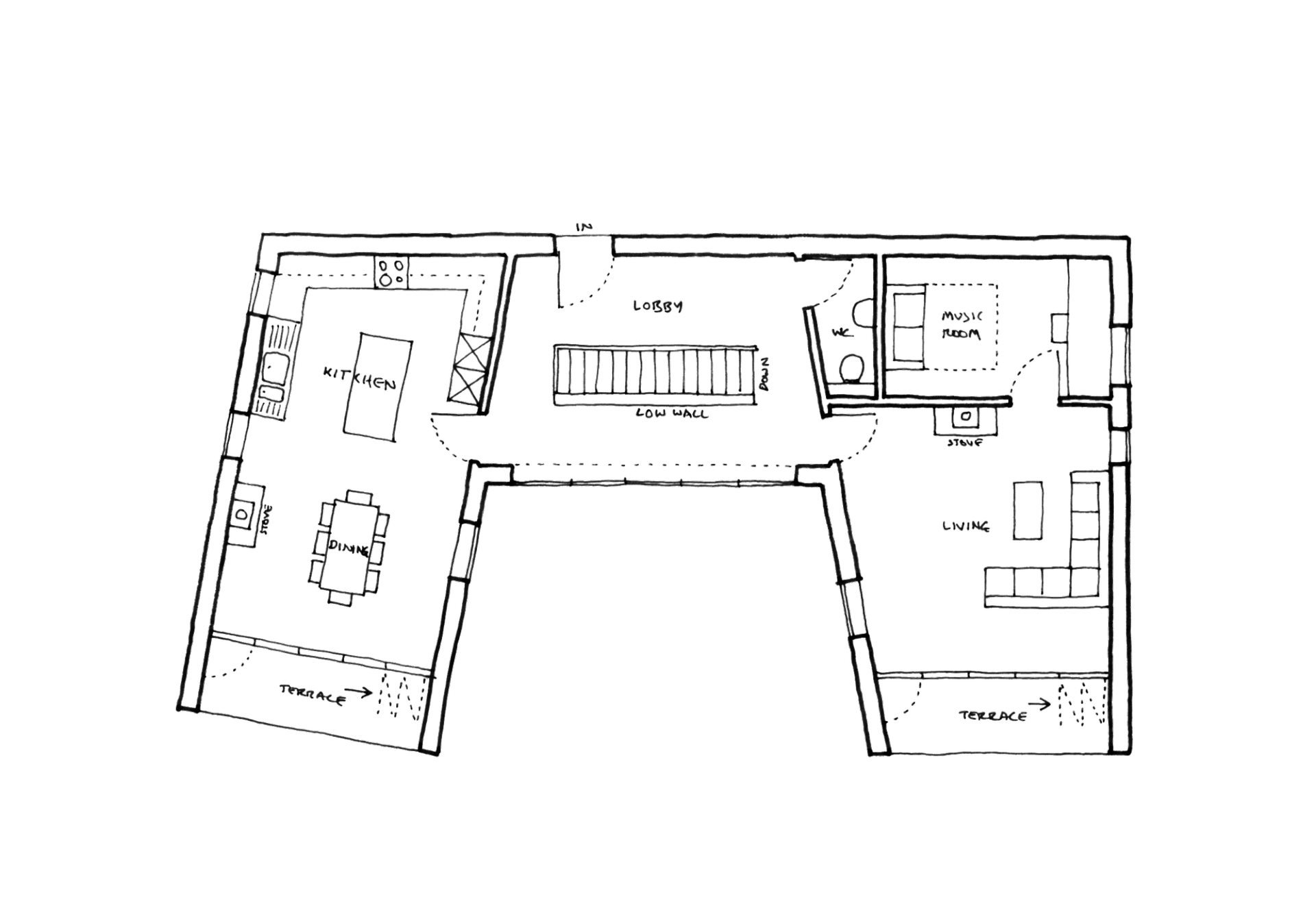 First floor plan - sketch by Studio Bark
