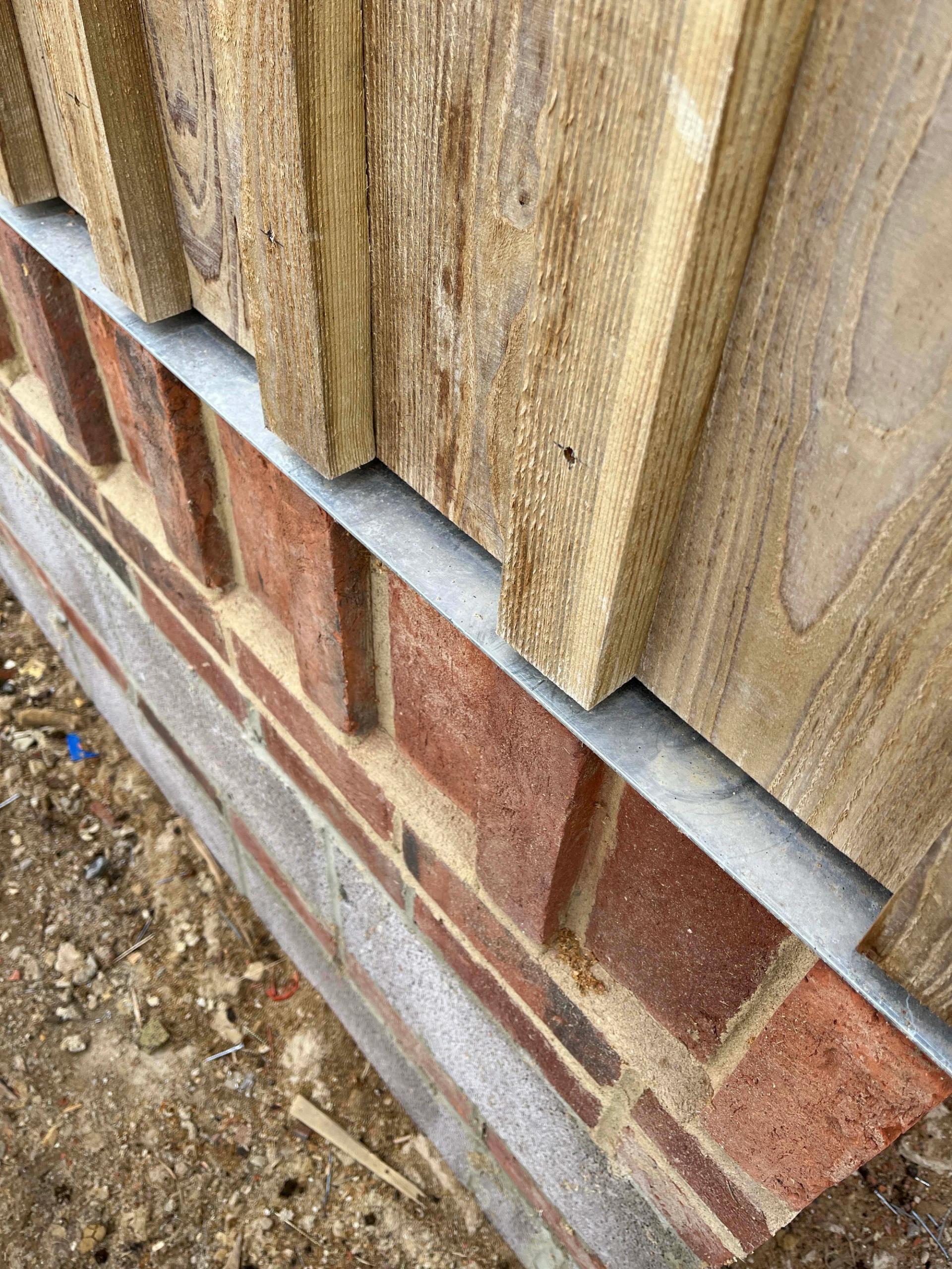 Brick and timber cladding detail