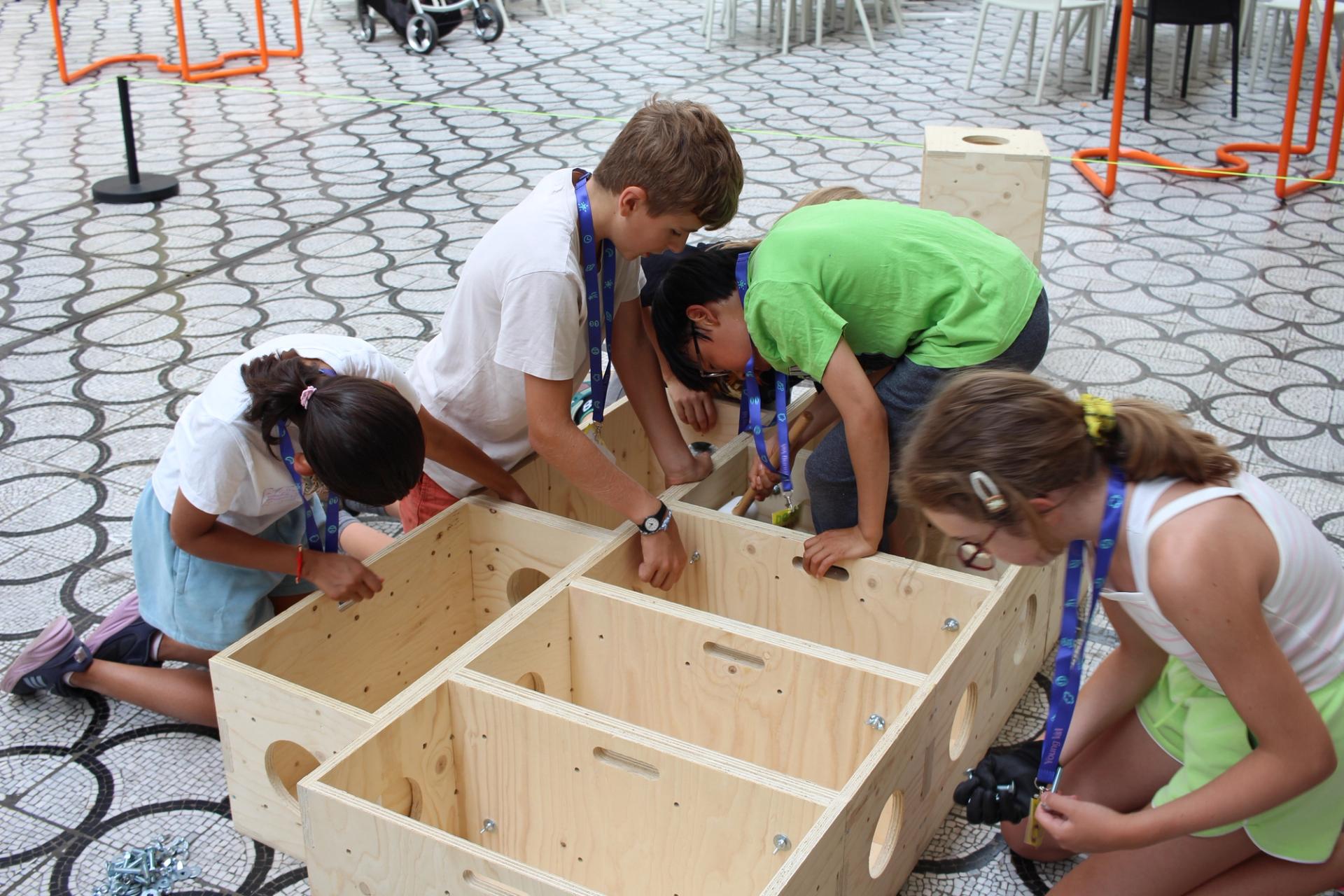 Summer Design Club installation by kids, for kids, with U-Build