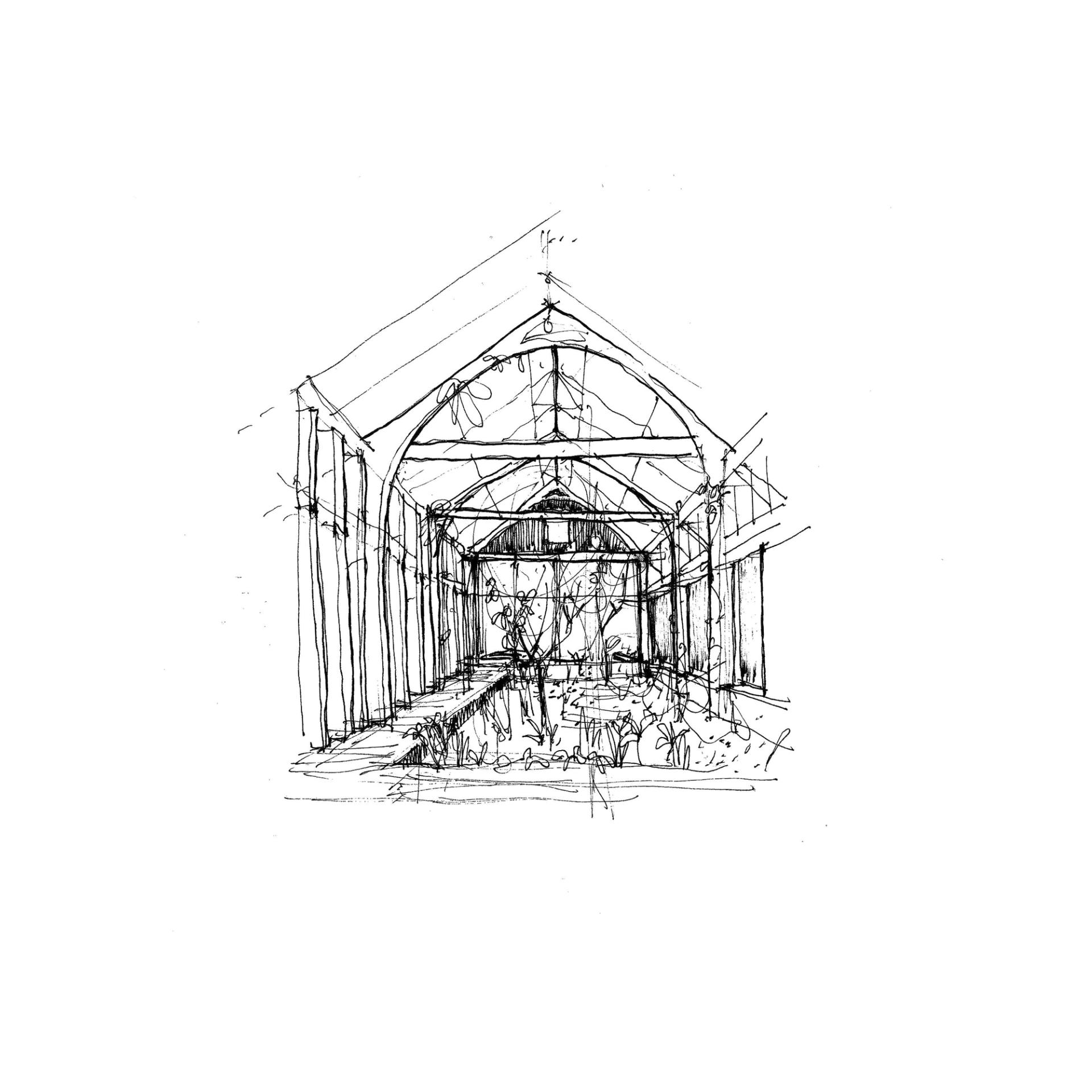 Interior sketch of atrium