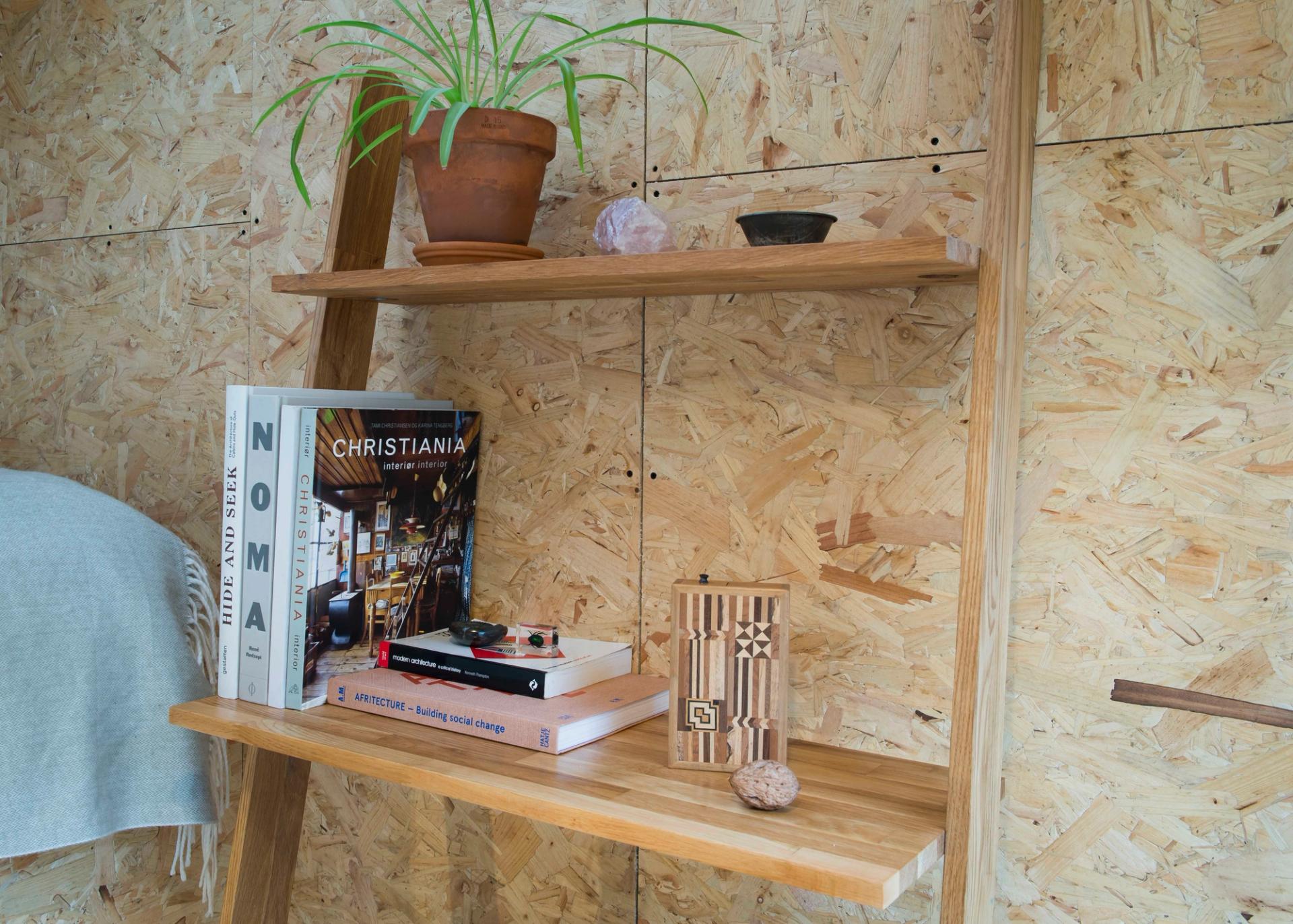 Desk space and shelving at the SHED Project