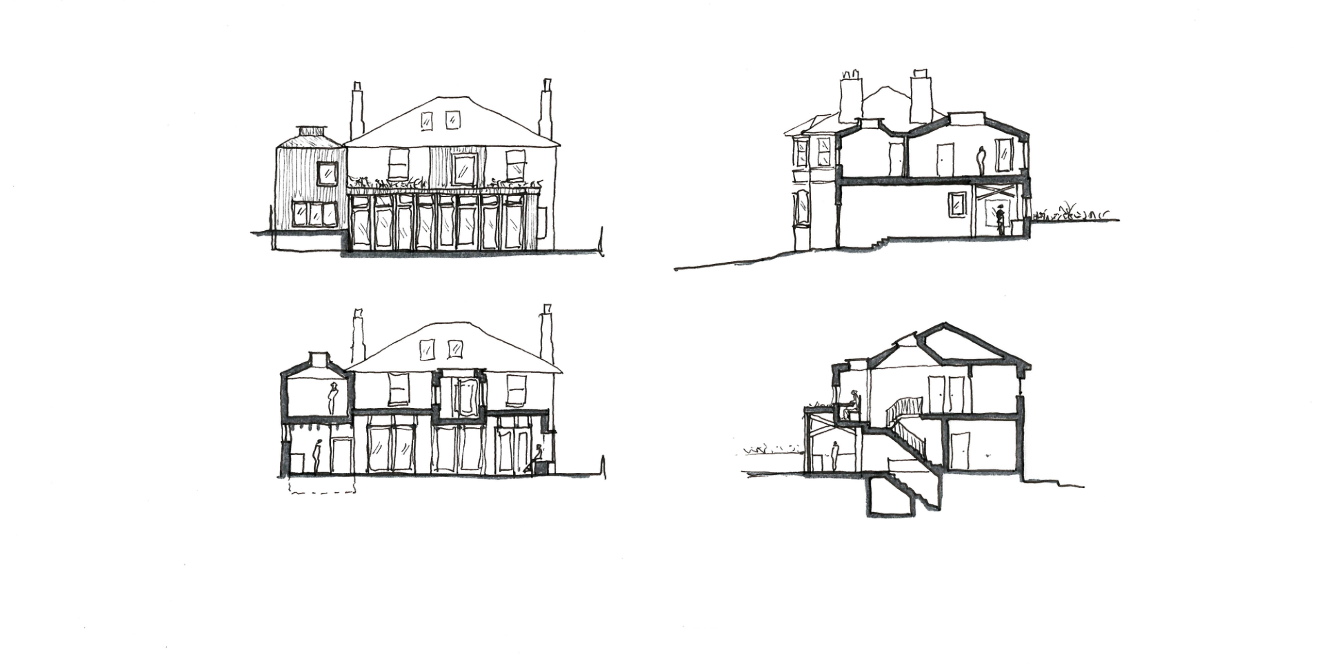 Elevation and section sketches by Studio Bark