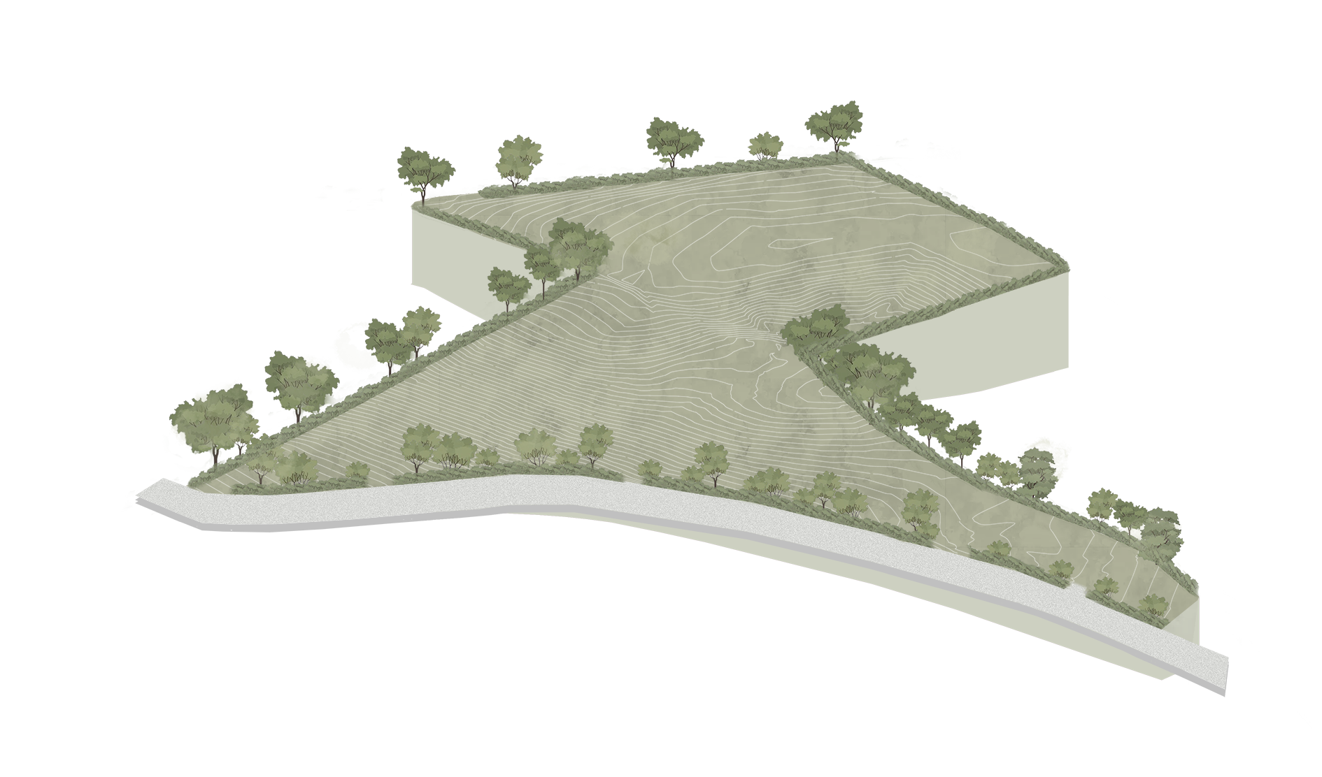 Existing site at Quiet House - site axo