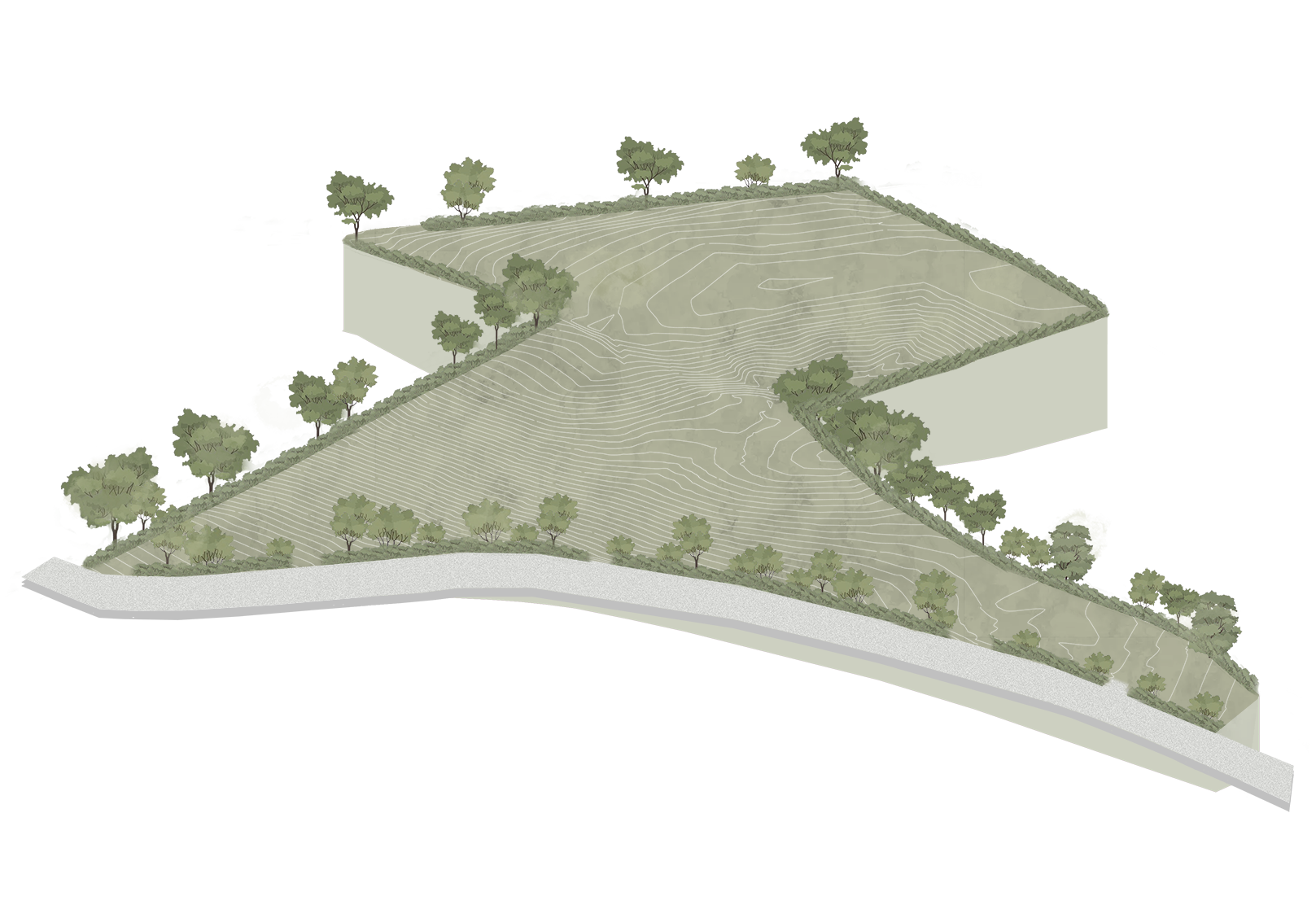 Existing site at Quiet House - site axo
