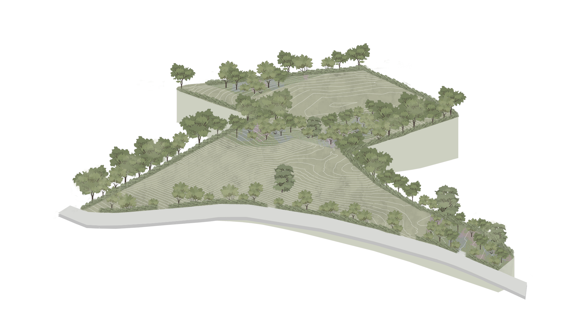 Existing site at Quiet House - site axo