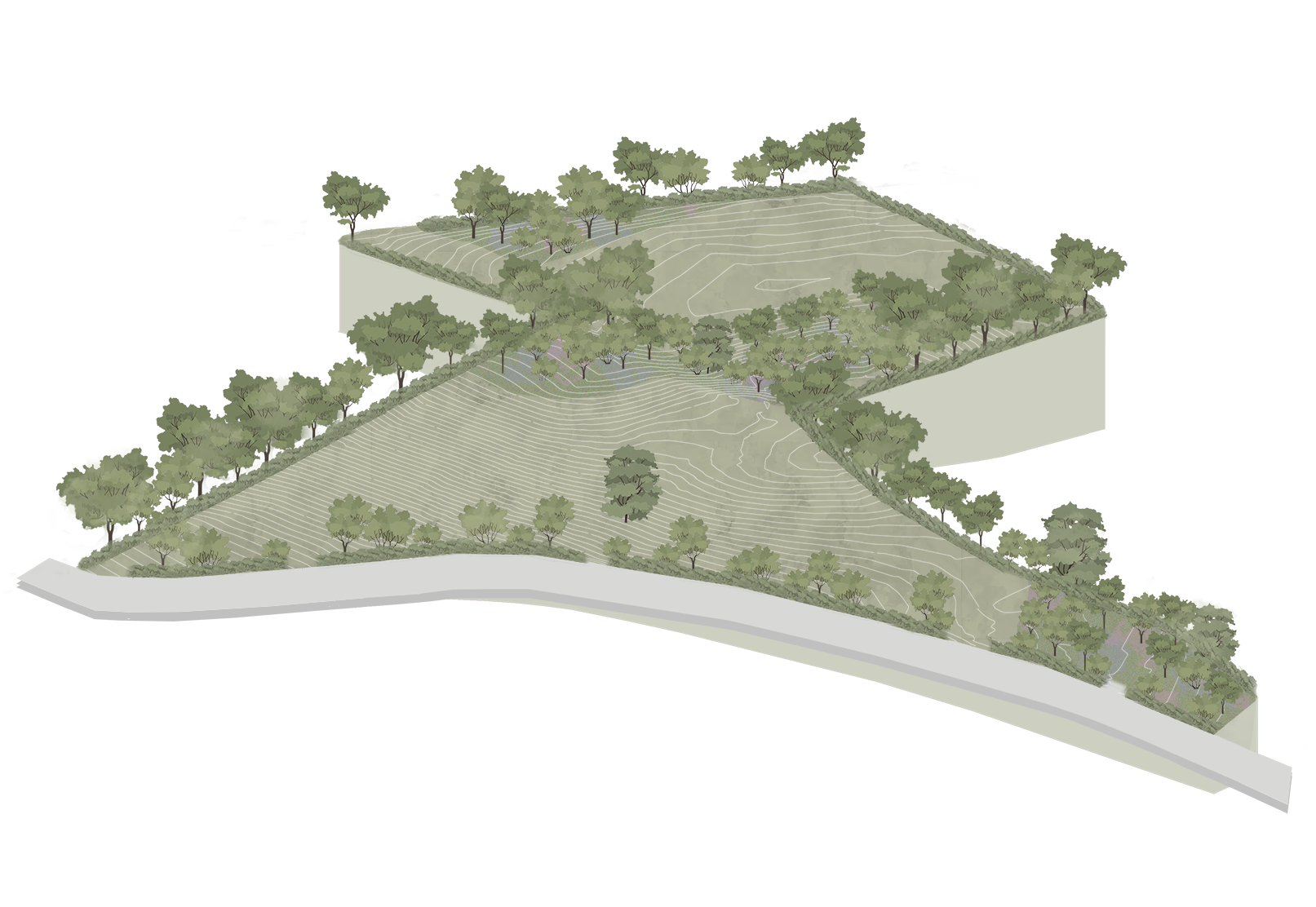 Existing site at Quiet House - site axo