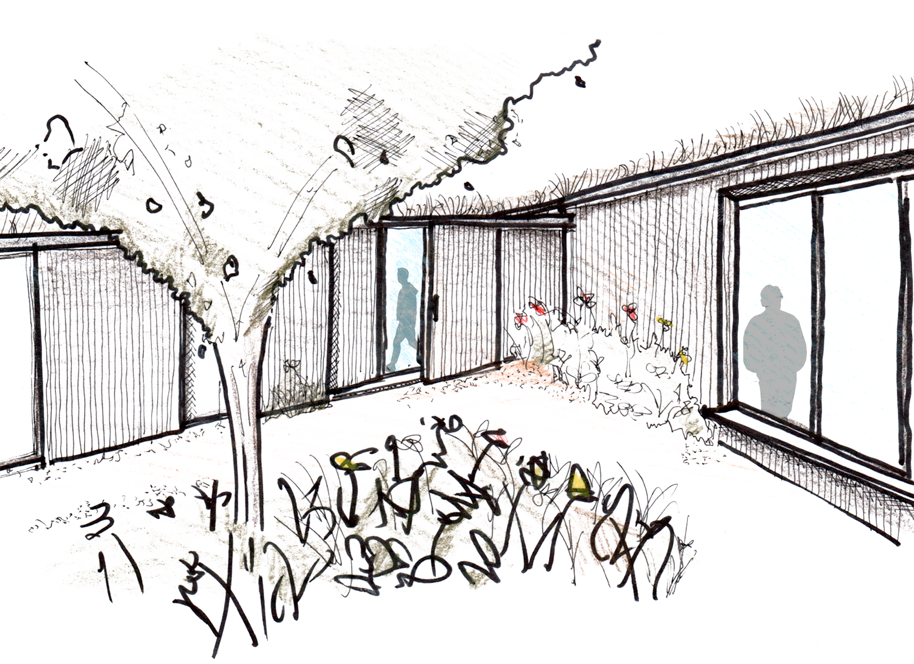 Courtyard sketch by Studio Bark