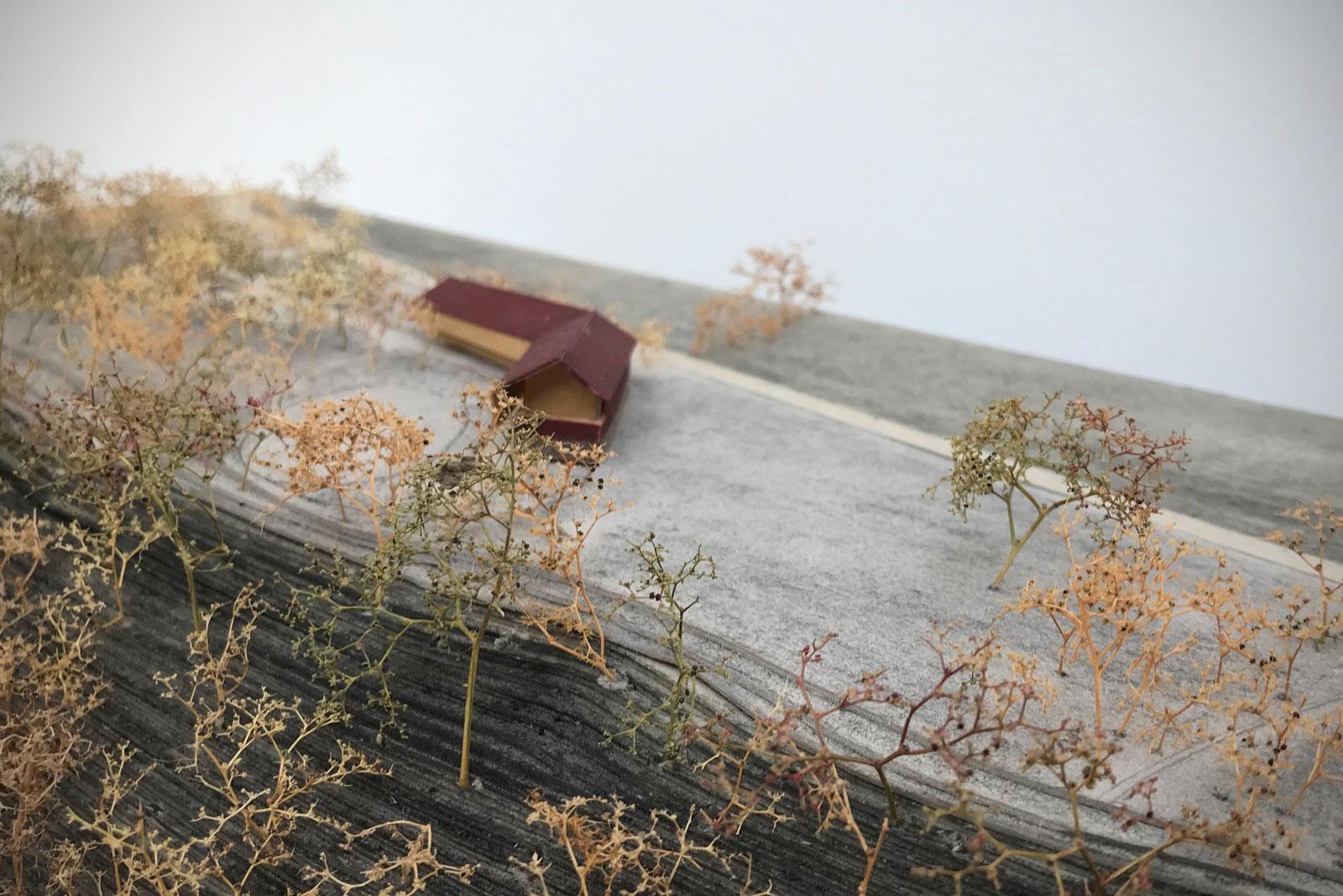 Model of Cliff Farm with trees