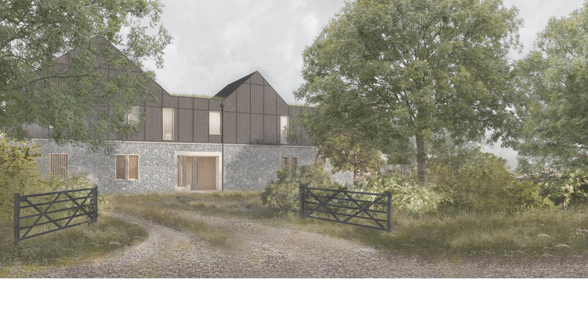 Drawing of Chalkstream House by Studio Bark