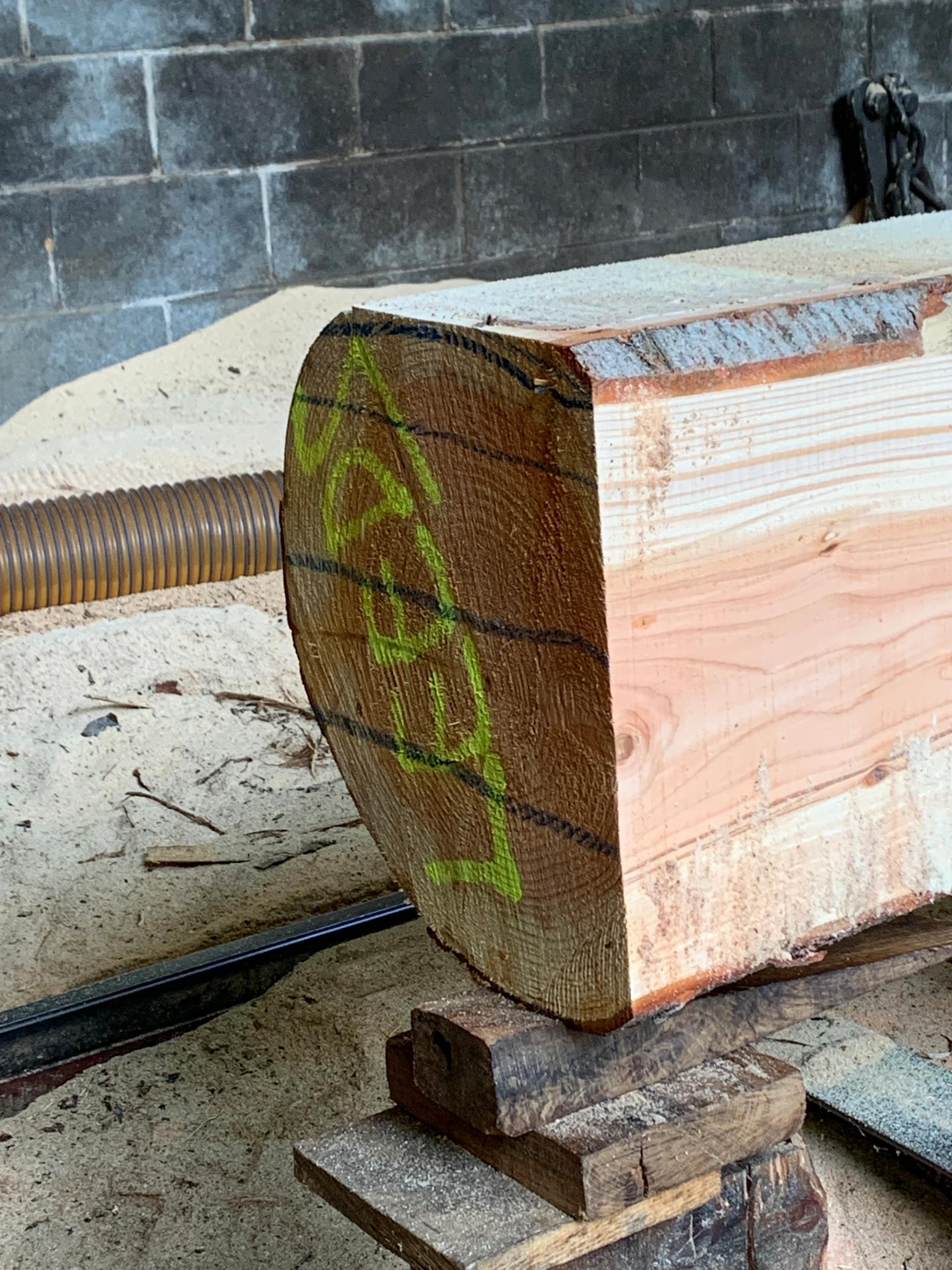 The timber is sliced into fins