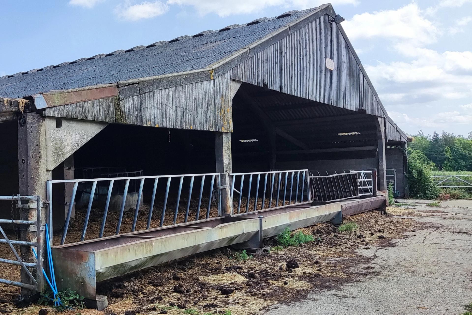 Cow shed with blue sky before a barn conversion