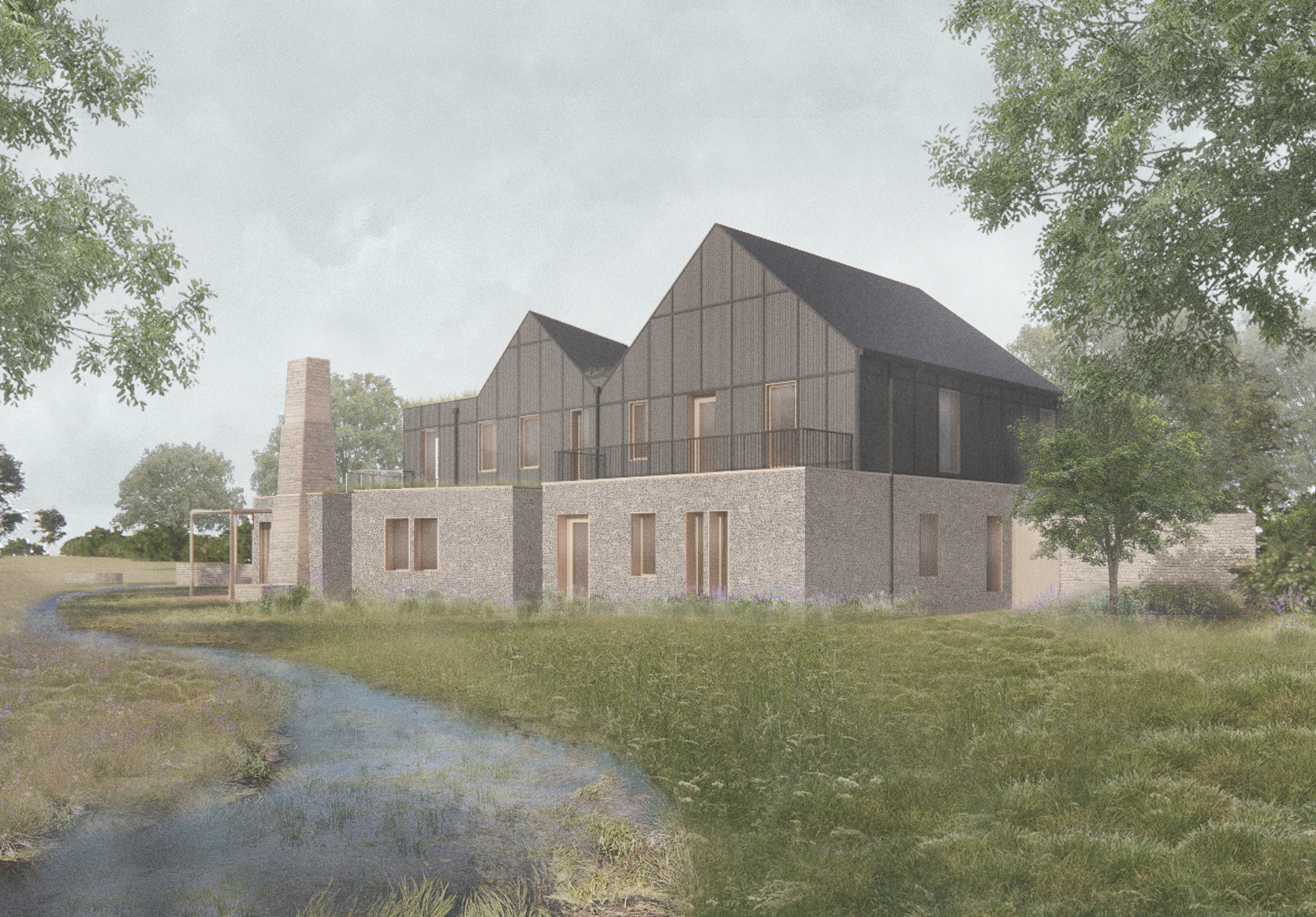 Chalkstream Farm, a Paragraph 84 house made from flint and stained timber