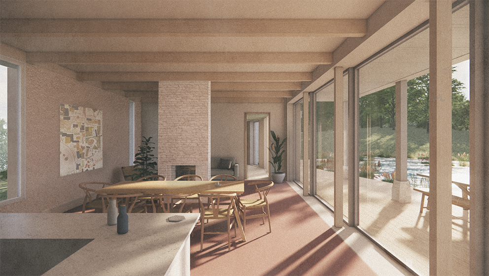 Interior image of Quiet House, a sensitive zero carbon home by Studio Bark