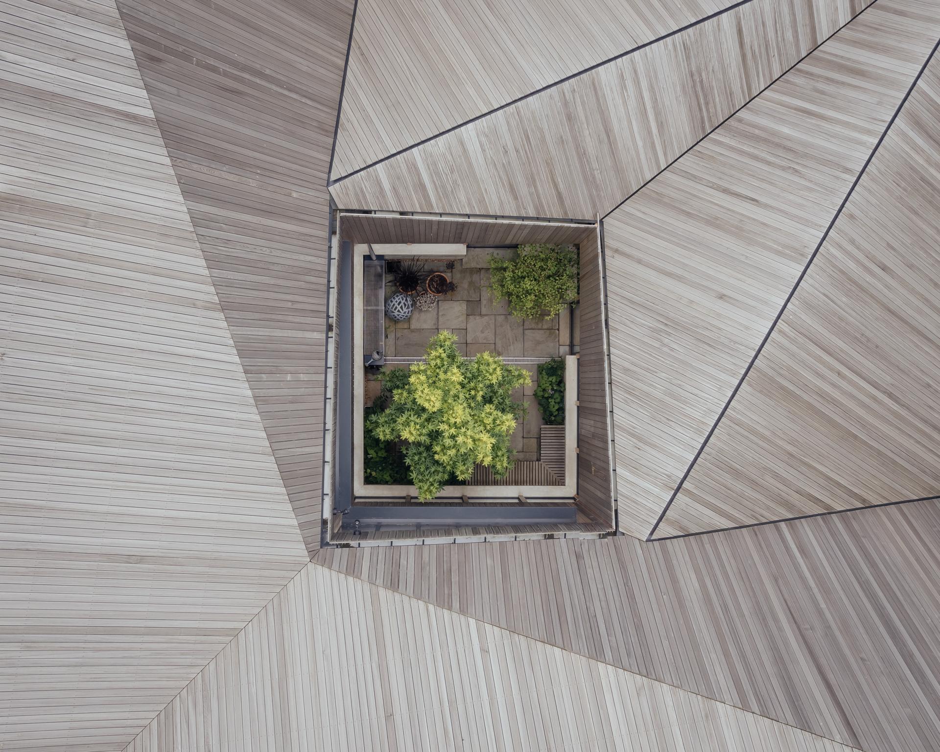 Overview of Water Farm with inner courtyard and dramatic roof