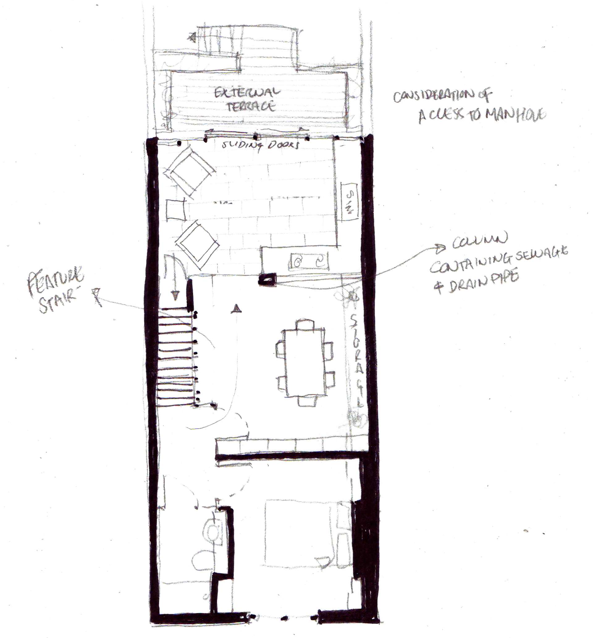 Proposed sketch of floor plan by Studio Bark 