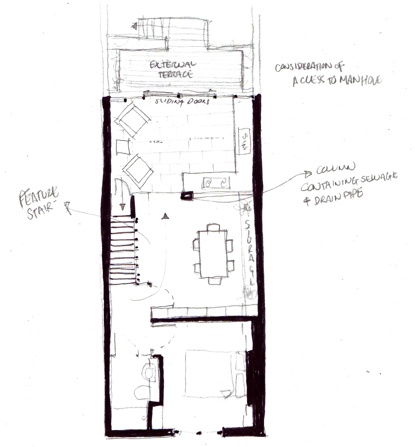 Proposed sketch of floor plan by Studio Bark