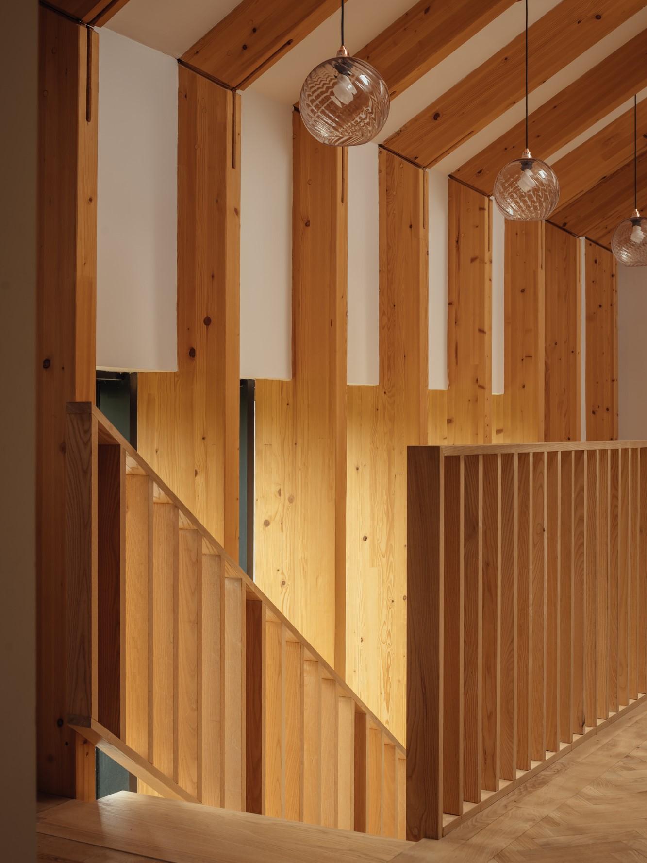 Orchard House by Studio Bark interior view - upstairs stairwell