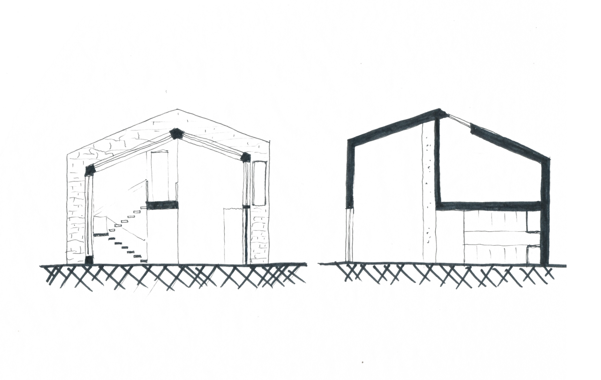 A drawing of a section cut by Studio Bark