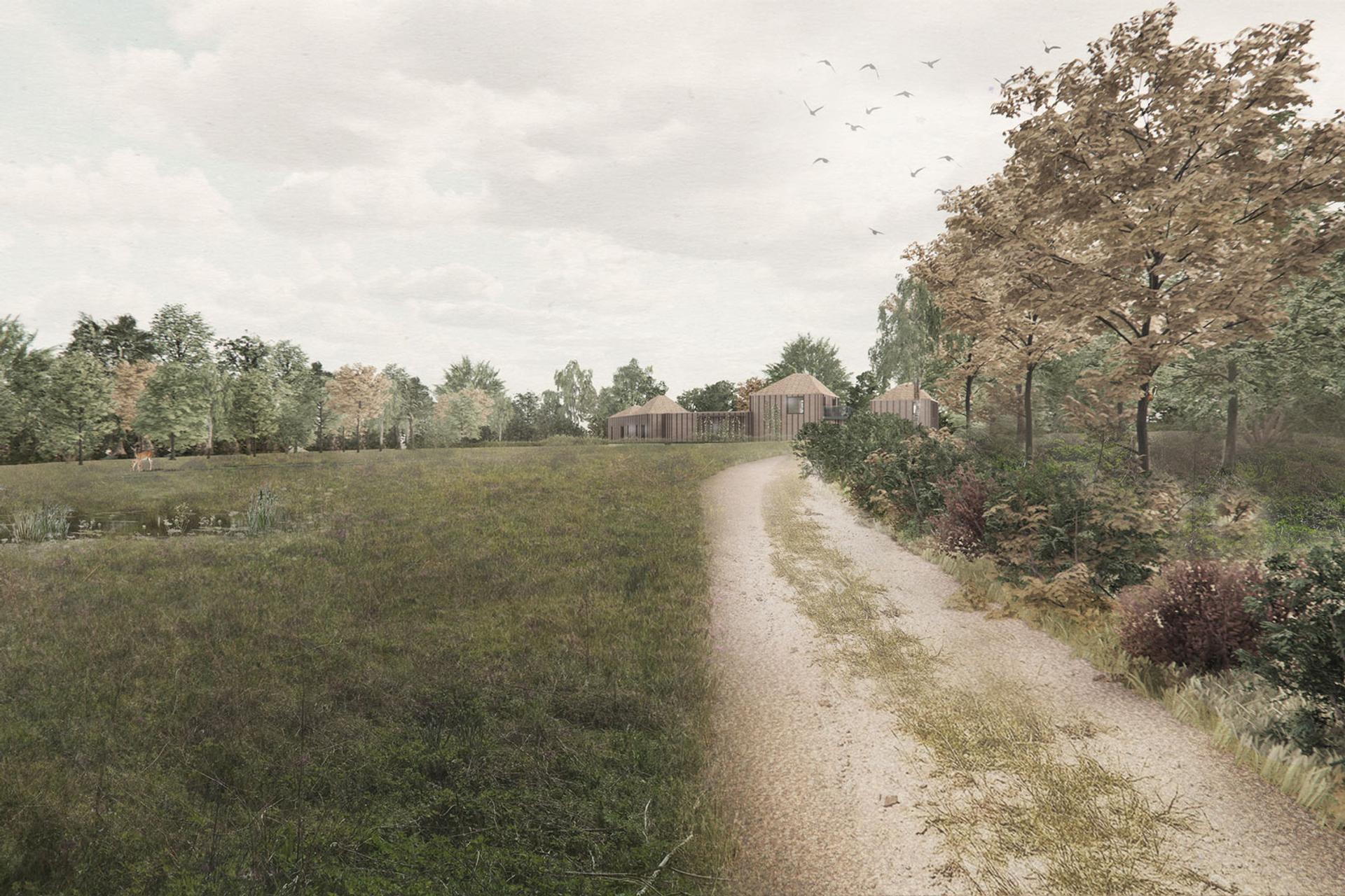 Drawing of approach to Cork Oak House