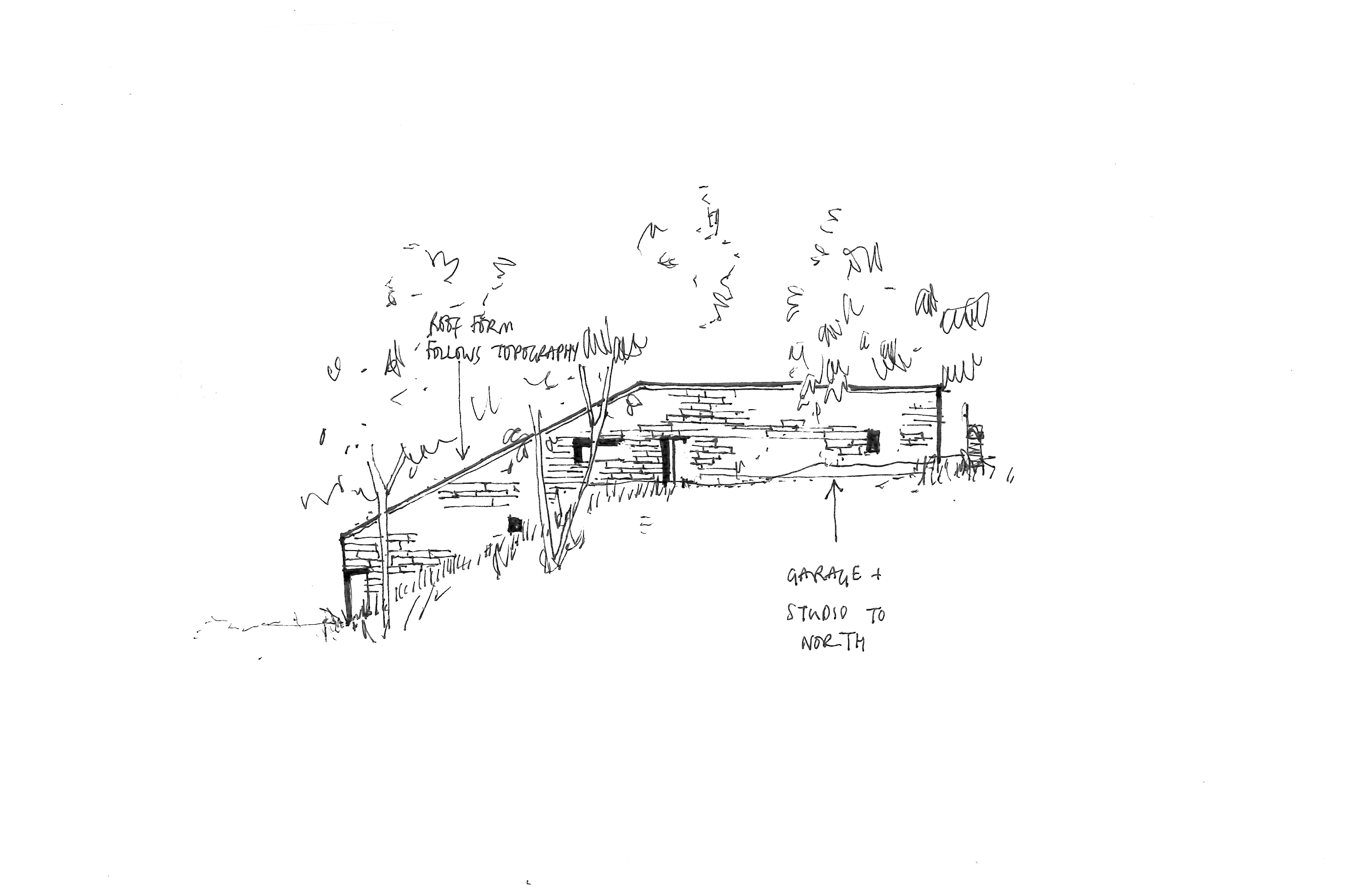 Sketch drawing of West Elevation by Studio Bark  