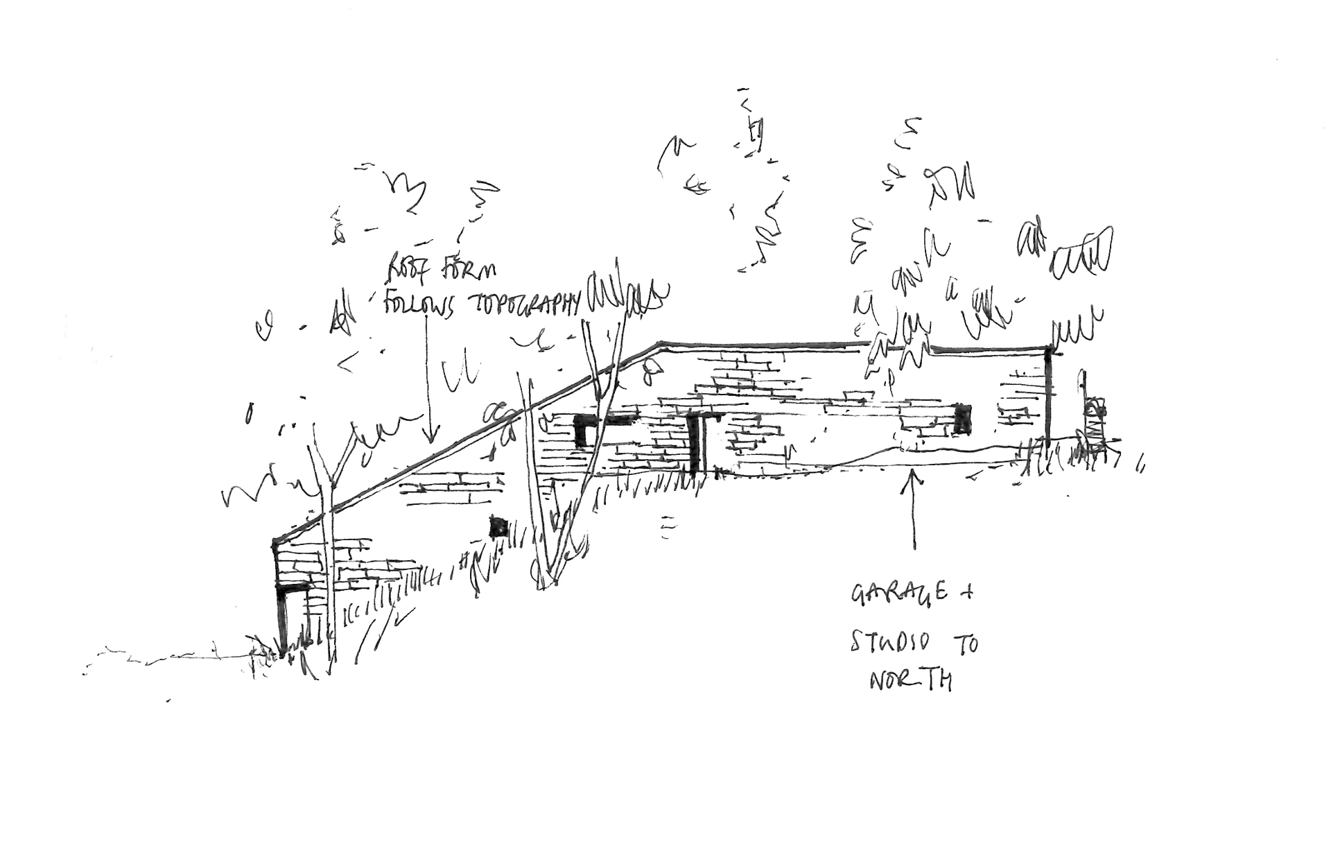 Sketch drawing of West Elevation by Studio Bark