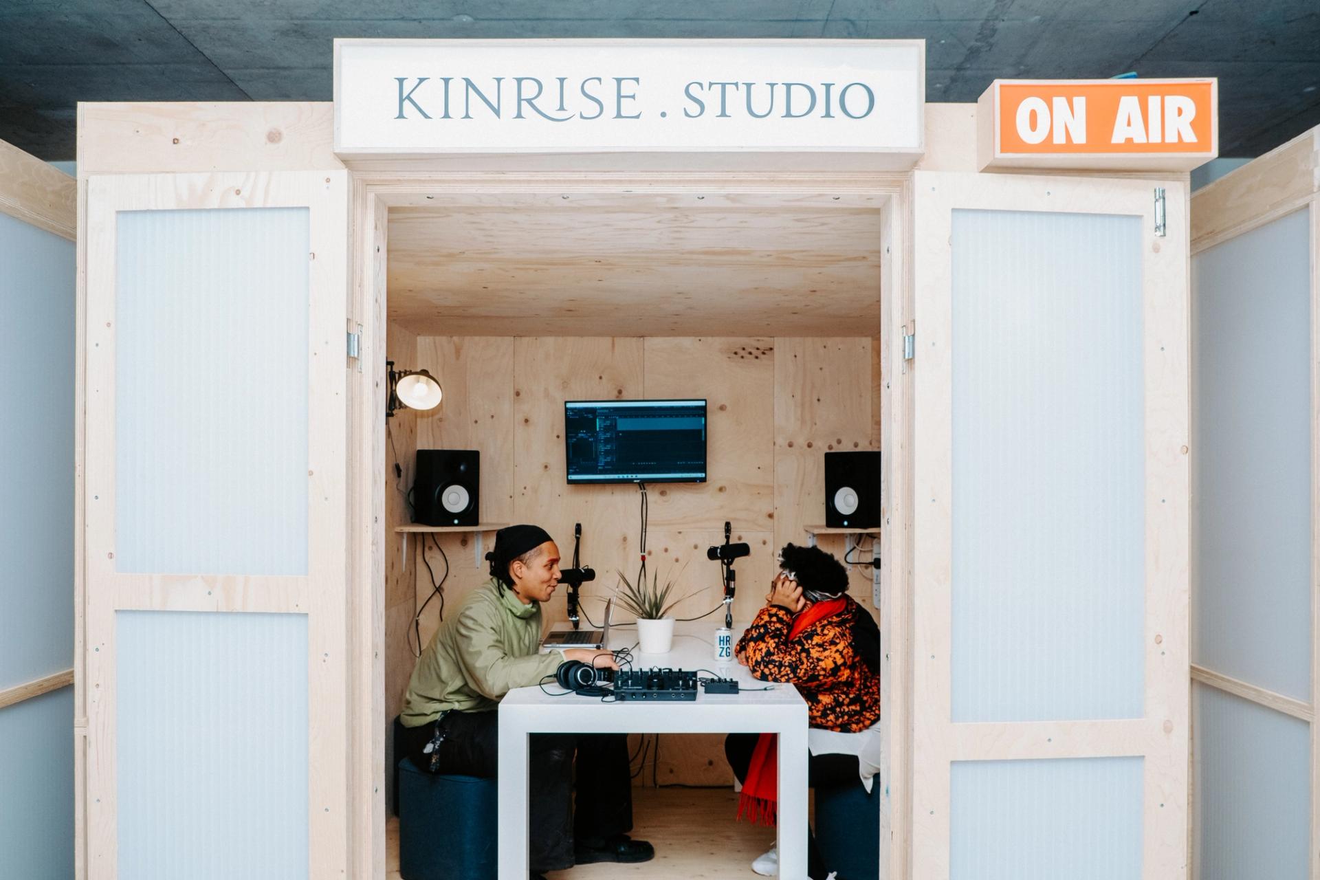 Timber pod in use as a recording studio