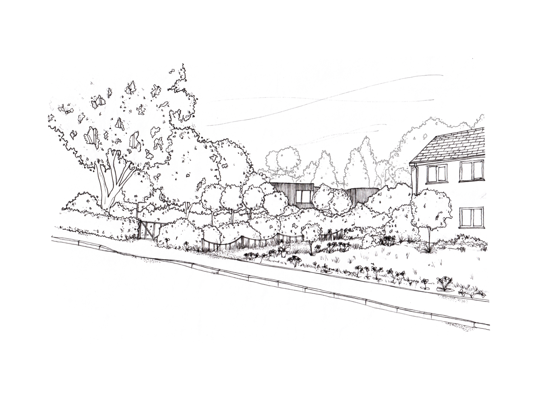 Sketch showing approach to the site.