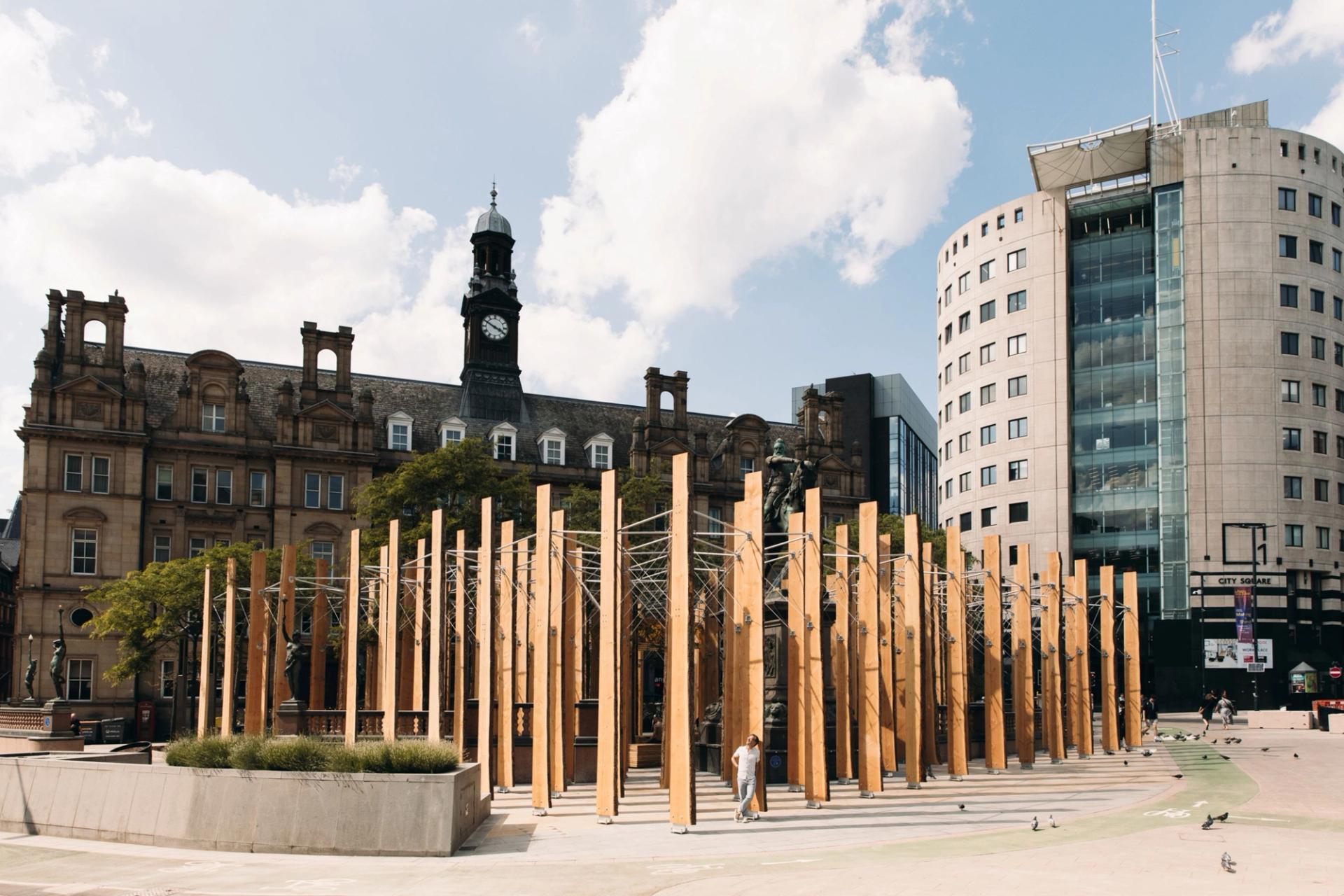 Making A Stand timber immersive artwork in Leeds City Centre
