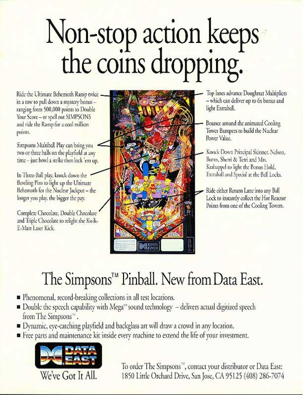 The Simpsons Pinball Flyer Rückseite