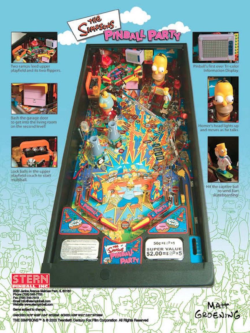 The Simpsons Pinball Party Flyer Rückseite