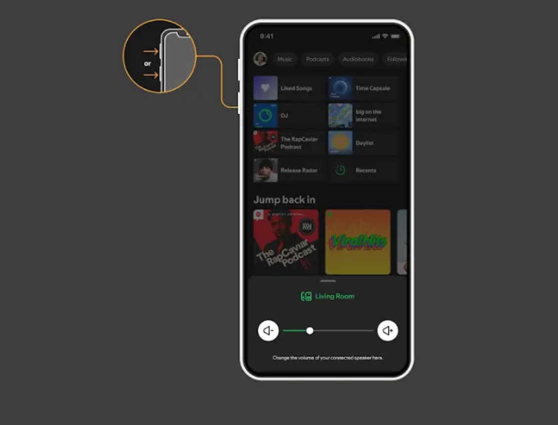 Control deslizante de volumen de Spotify