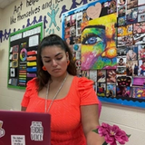 Samira Hardcastle in her former classroom at John F. Kennedy Middle School. (Photo Courtesy of Samira Hardcastle)