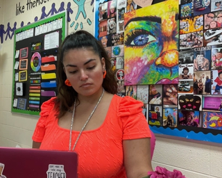 Samira Hardcastle in her former classroom at John F. Kennedy Middle School. (Photo Courtesy of Samira Hardcastle)
