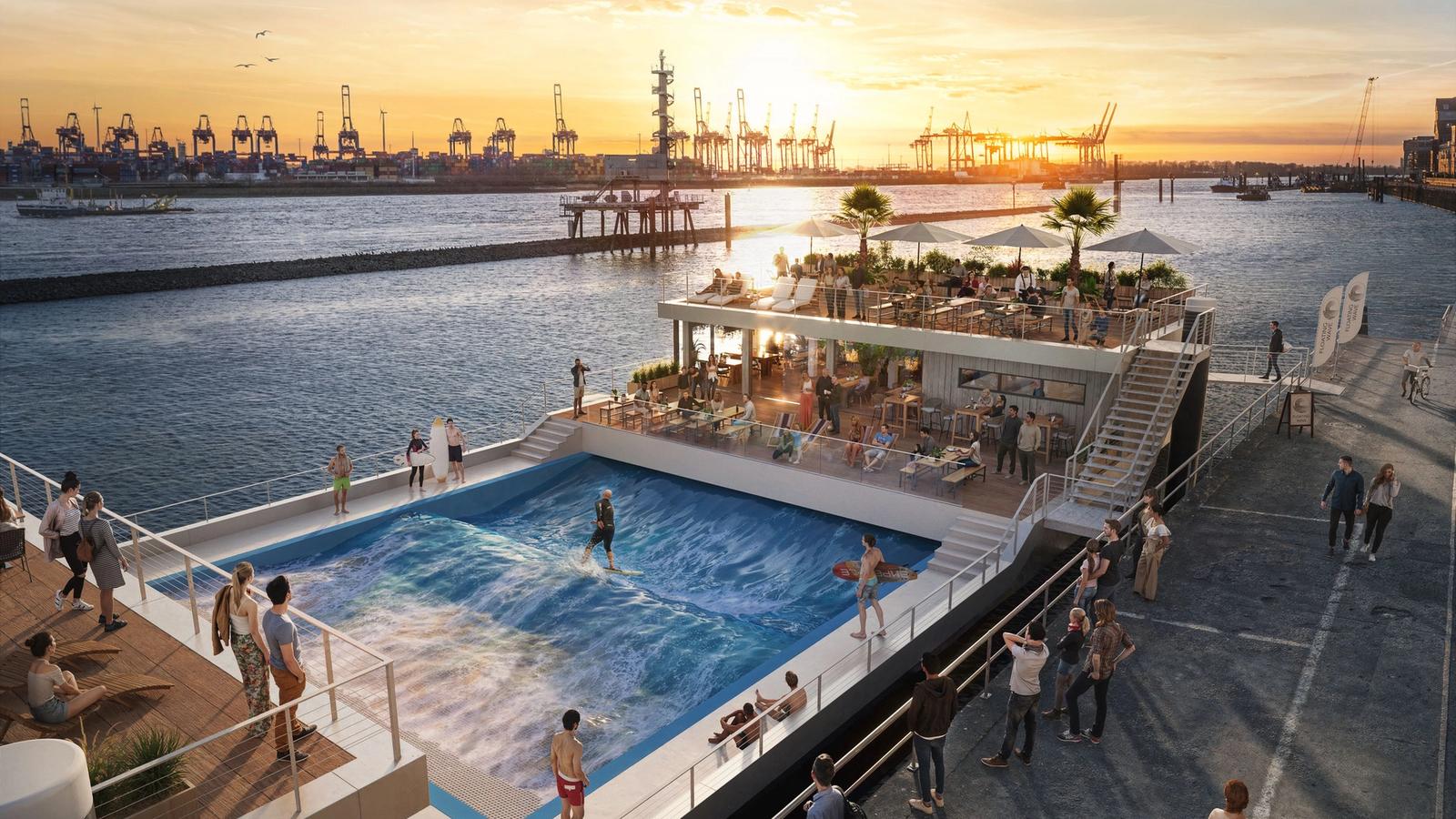 Floating Wave surf park in Hamburg, Hamburg, Germany
