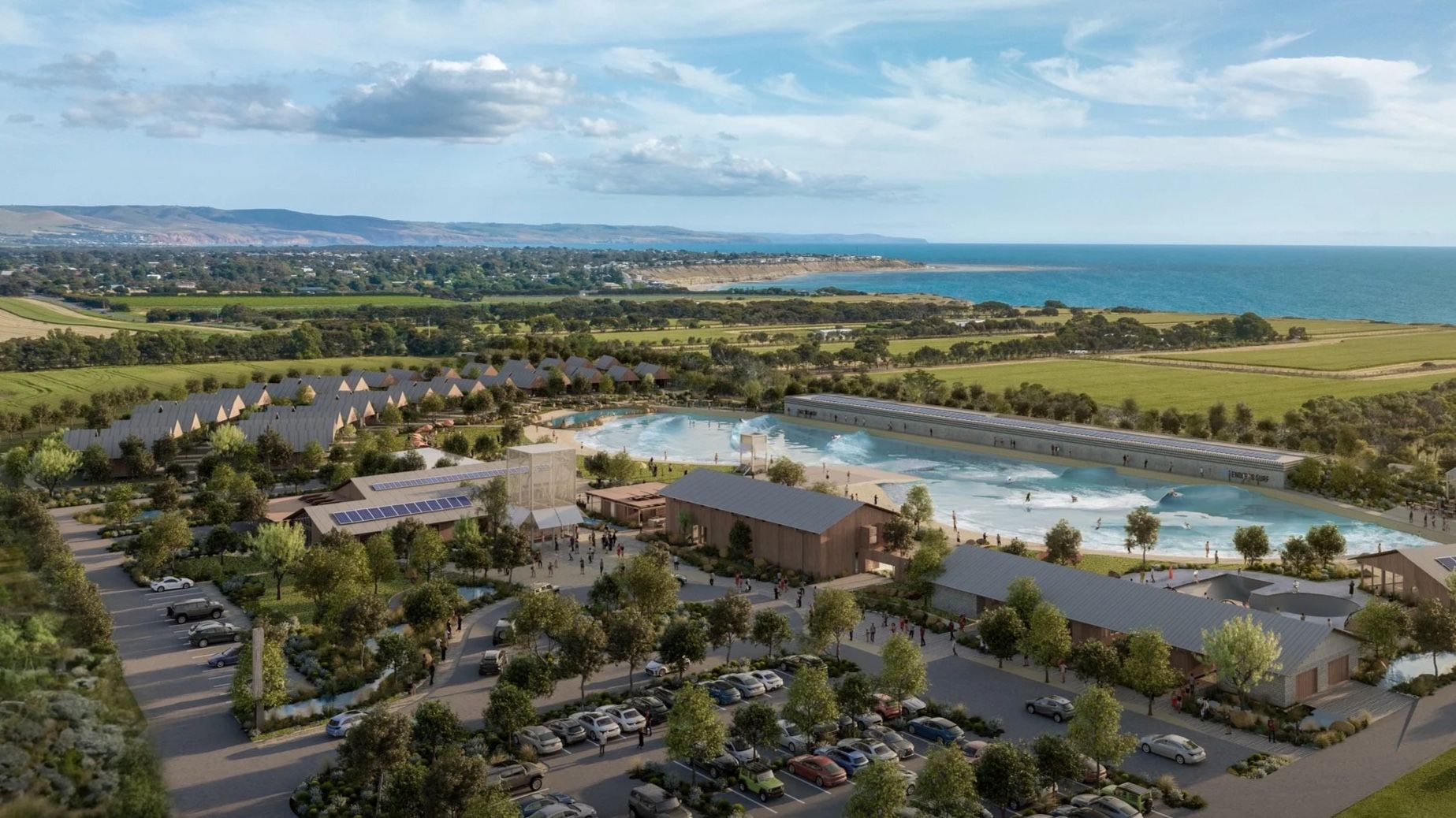 The Break Surf & Stay surf park in Aldinga, South Australia, Australia