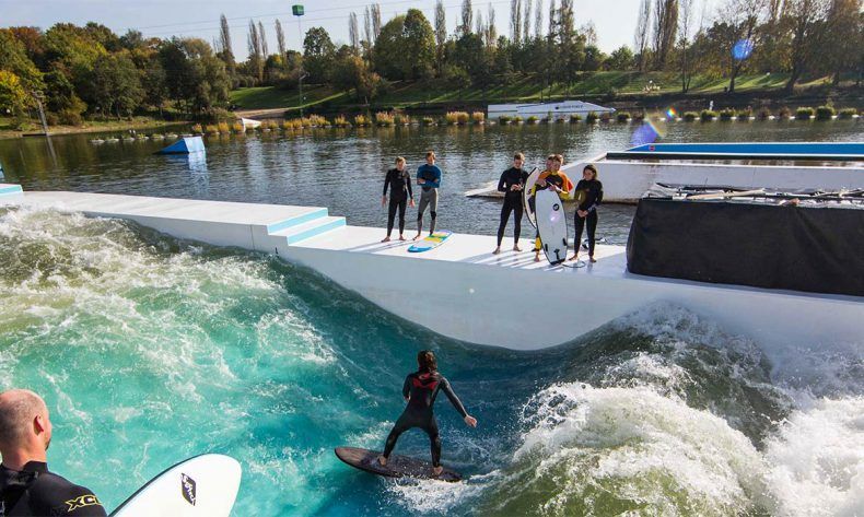 Wakeparadise Milano surf park in Peschiera Borromeo, Lombardy, Italy