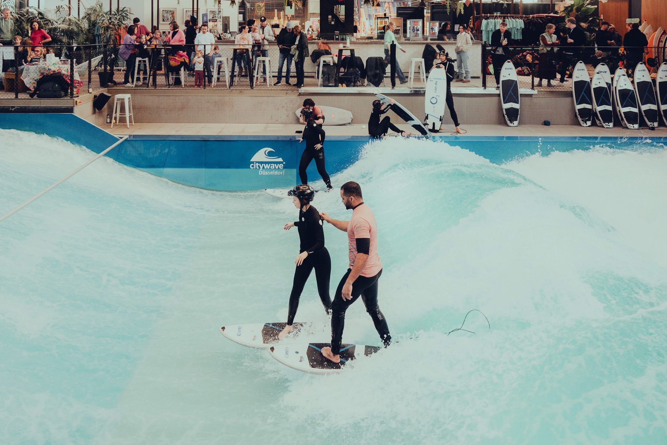 RheinRiff surf park in Düsseldorf, North Rhine-Westphalia, Germany