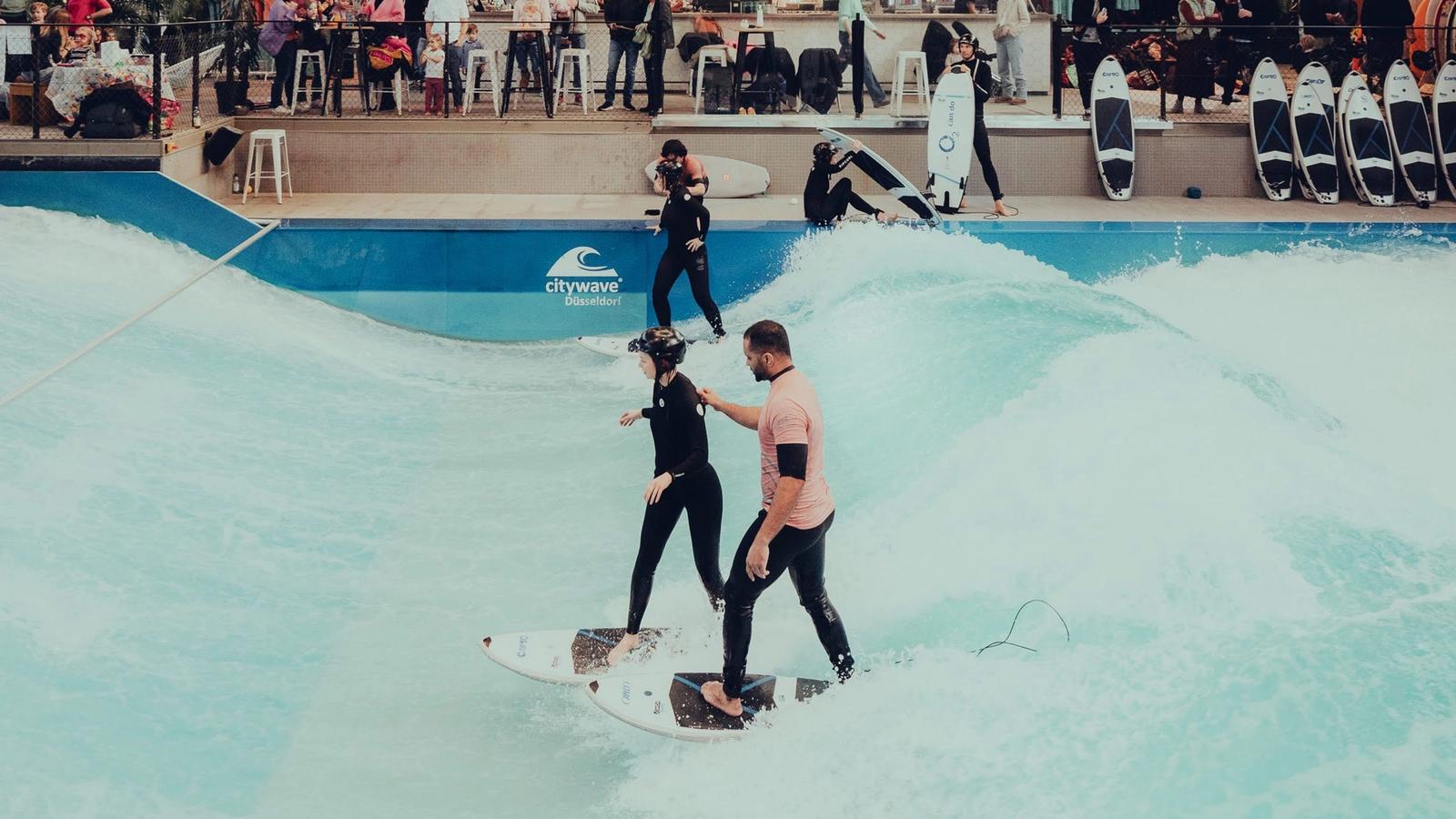 RheinRiff surf park in Düsseldorf, North Rhine-Westphalia, Germany